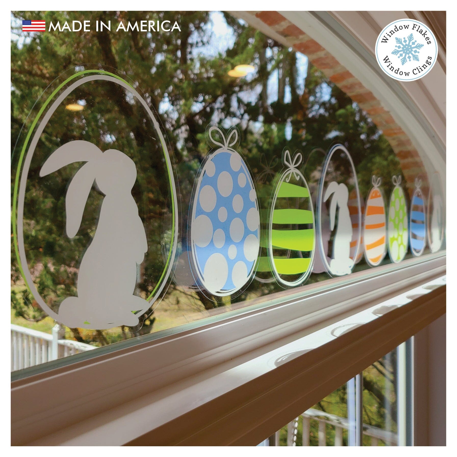 Colorful Abstract / Bunny Hanging Easter Eggs (Set of 12