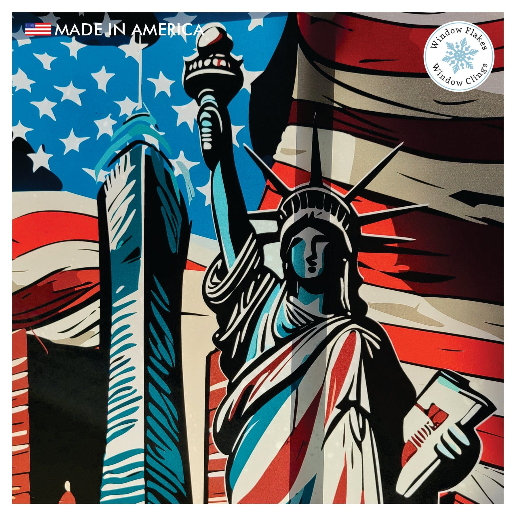NYC American Flag Window Decal | Window Flakes