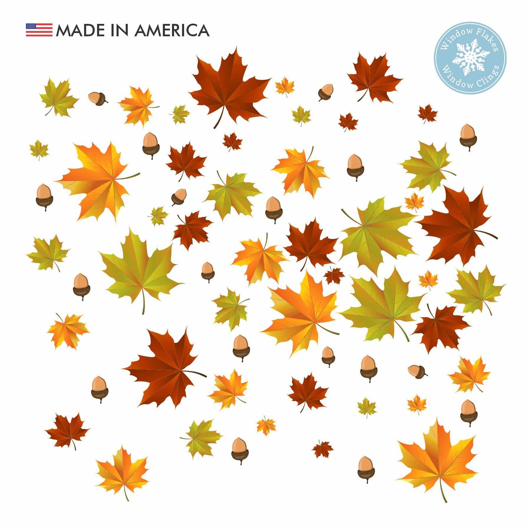 Autumn Leaves Window Stickers (Set of 77) | Leaf Decals – Window