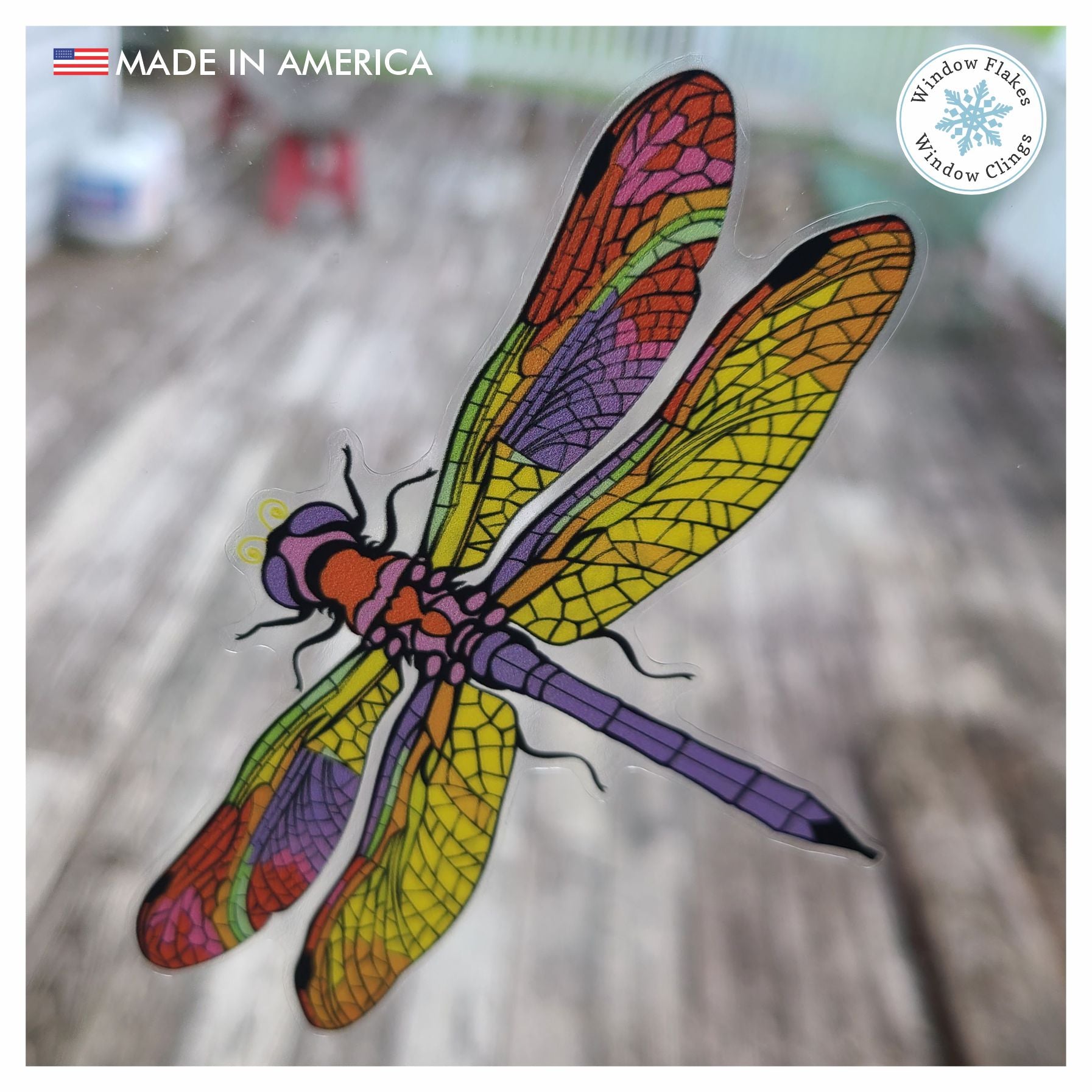 Shawula 33PCS Dragonfly Window Decals - Anti-Collision Stickers To Save Birds, Reusable Rainbow Stickers