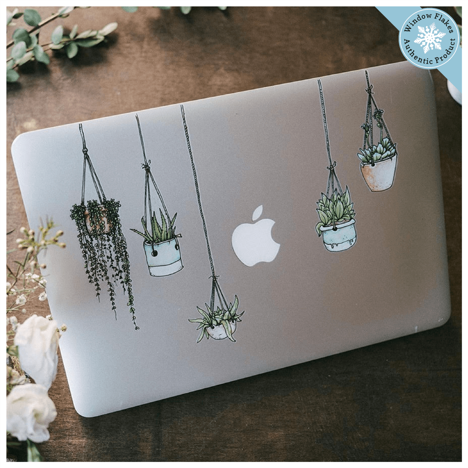 Illustrated Hanging Plants Laptop Stickers Window Flakes