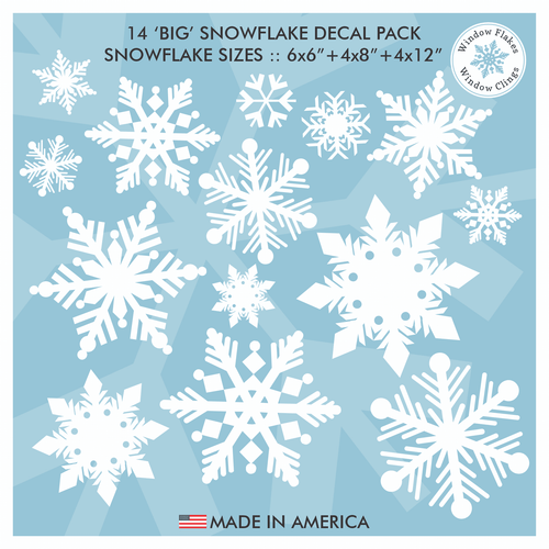 308 Pack of Snowflake Clings for Window Displays – Window Flakes