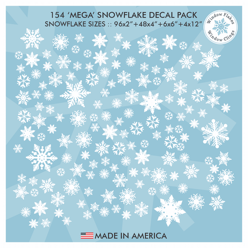 308 Pack of Snowflake Clings for Window Displays – Window Flakes