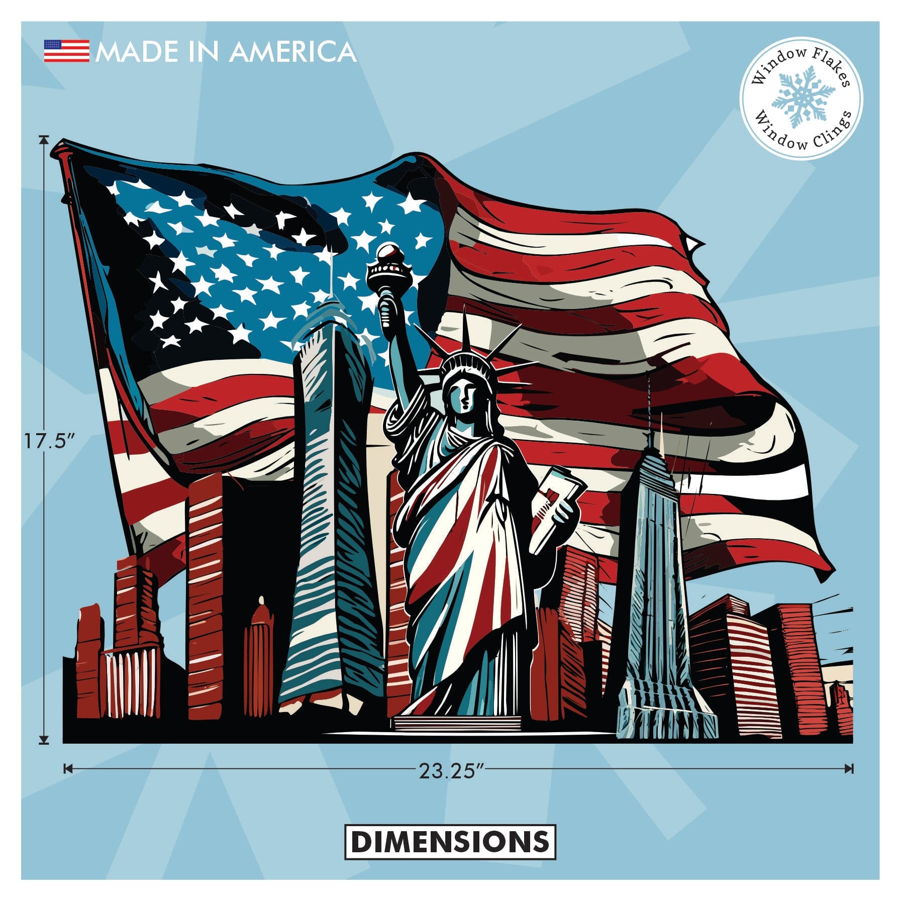 NYC American Flag Window Decal | Window Flakes