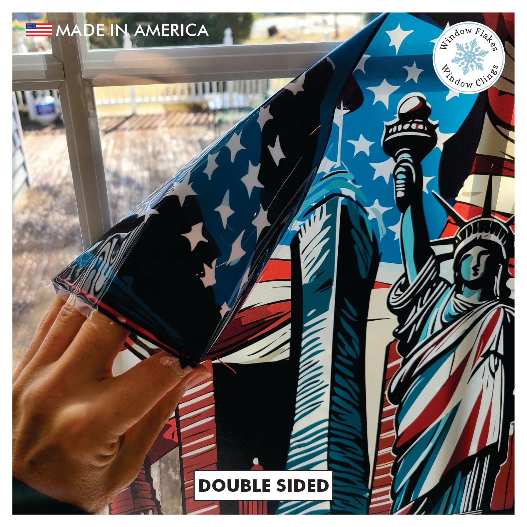 NYC American Flag Window Decal | Window Flakes