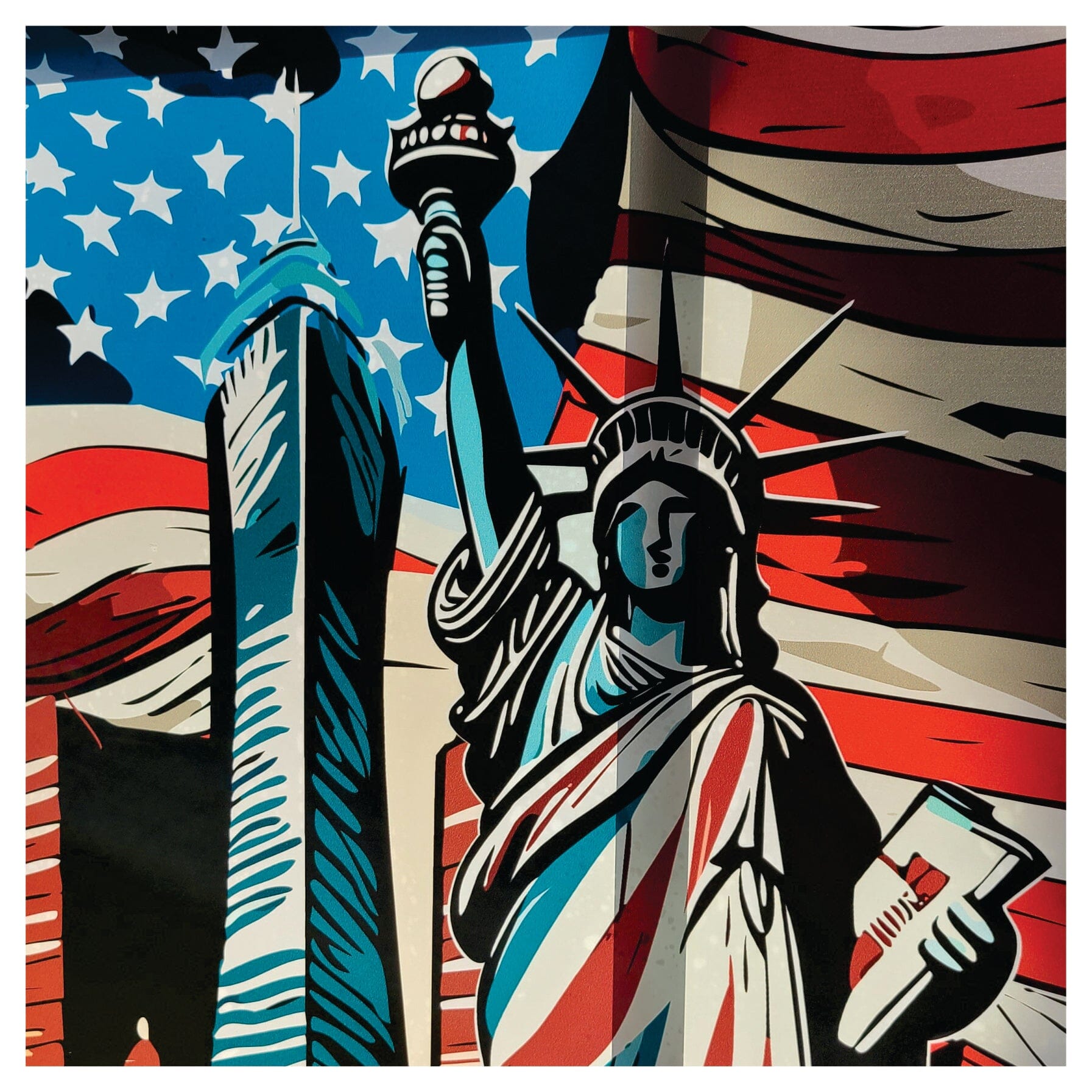 NYC American Flag Window Decal | Window Flakes