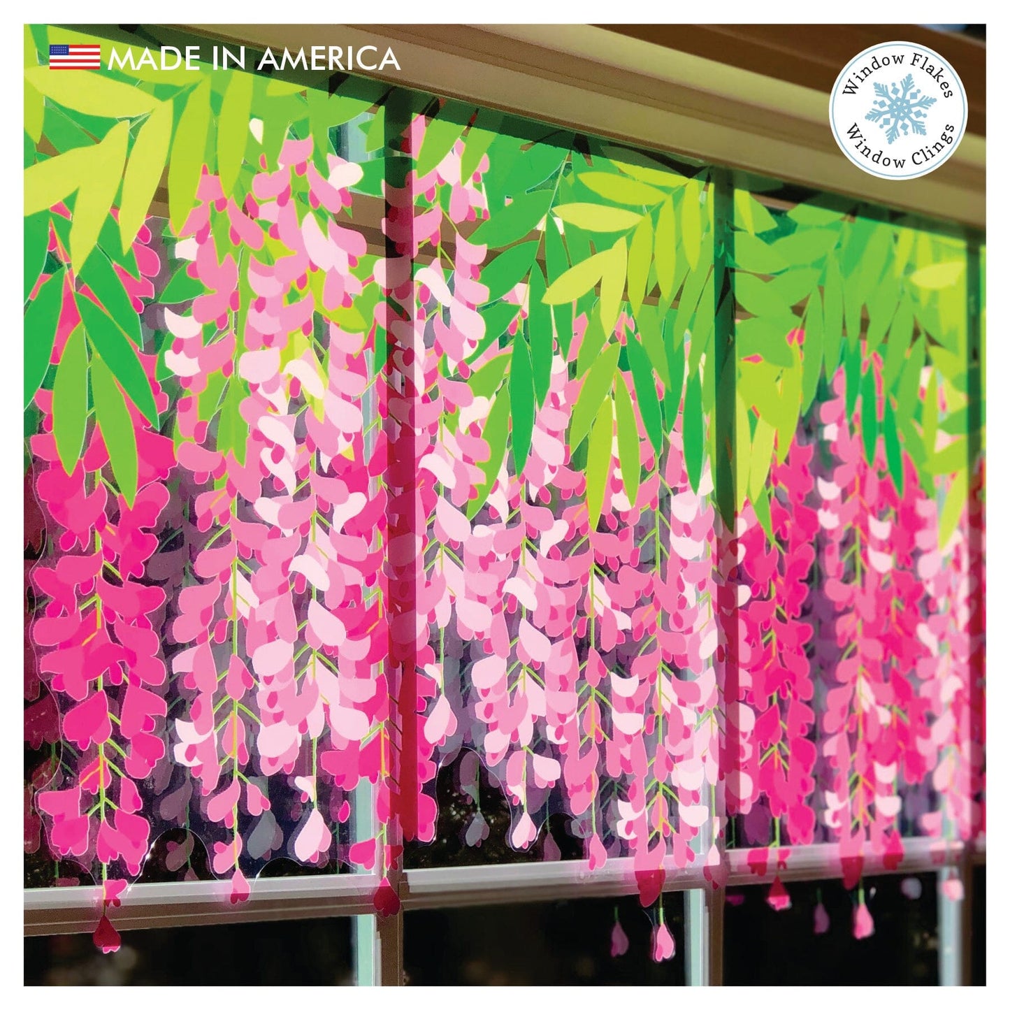 Wisteria Window Cling Border 47" x 16" Lush and overgrown! Window