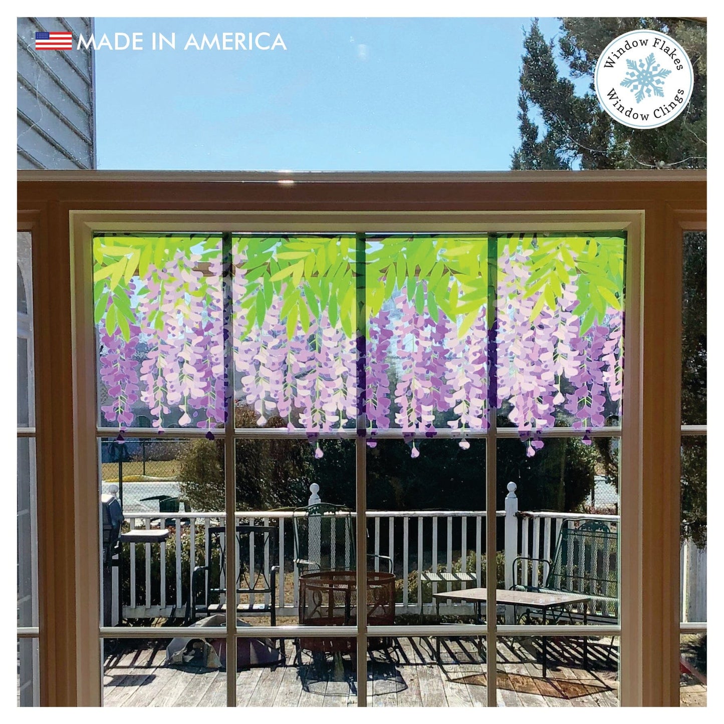Wisteria Window Cling Border 47" x 16" Lush and overgrown! Window