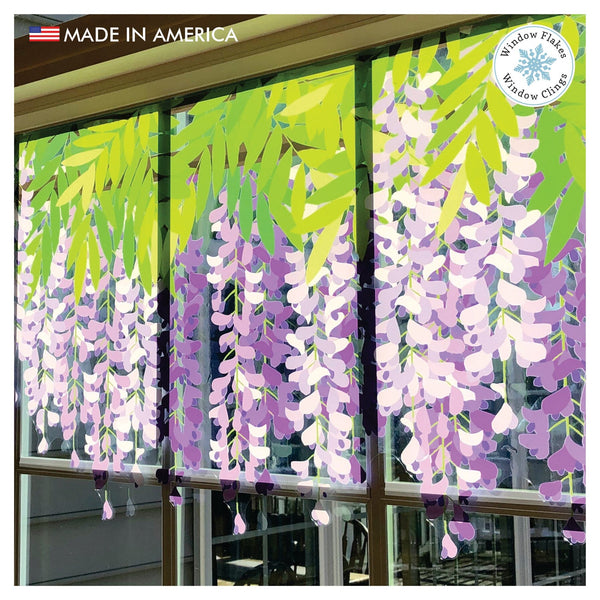 Wisteria Window Cling Border 47" x 16" Lush and overgrown! Window