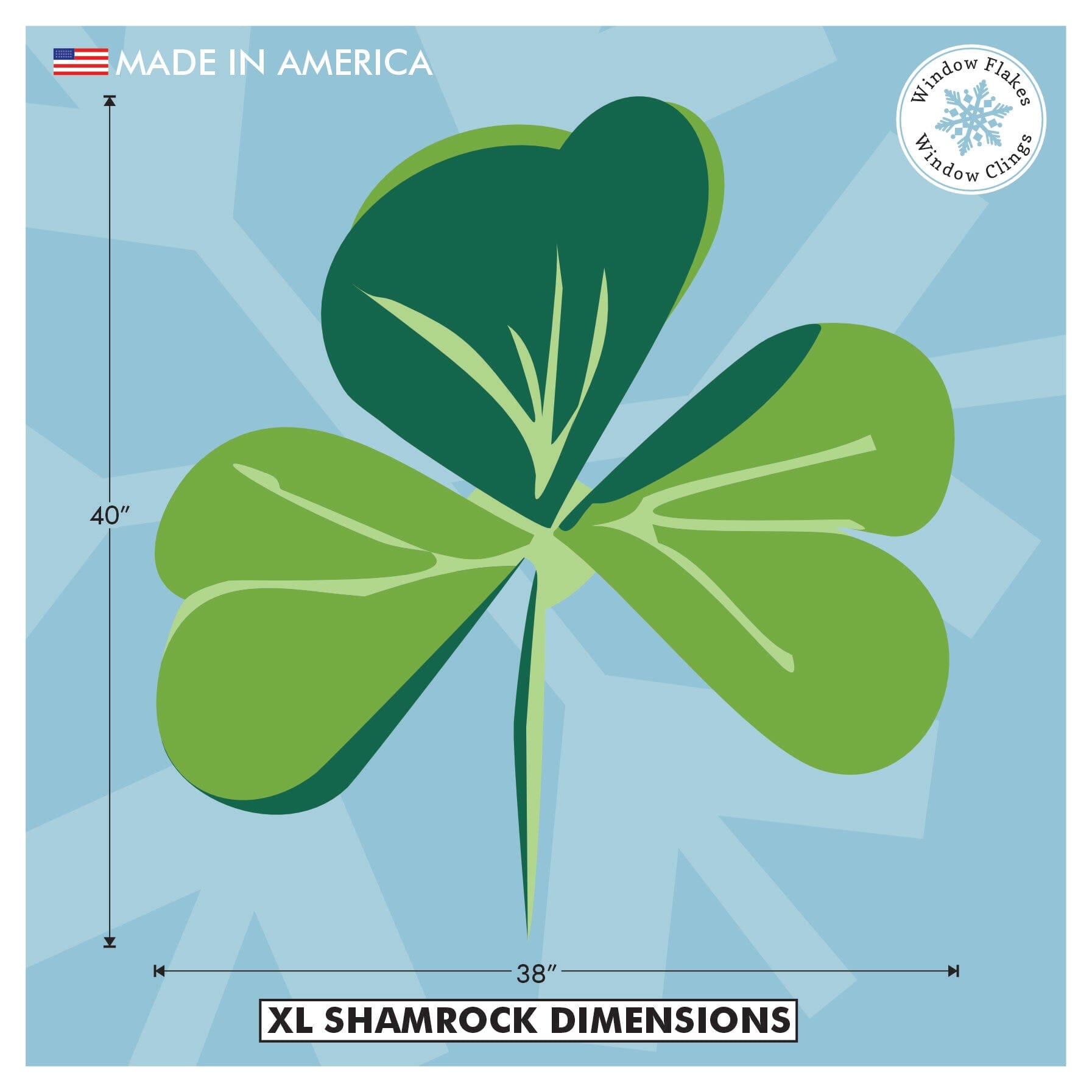 St. Patrick's Day Shamrocks Small, Large, XL – Window Flakes
