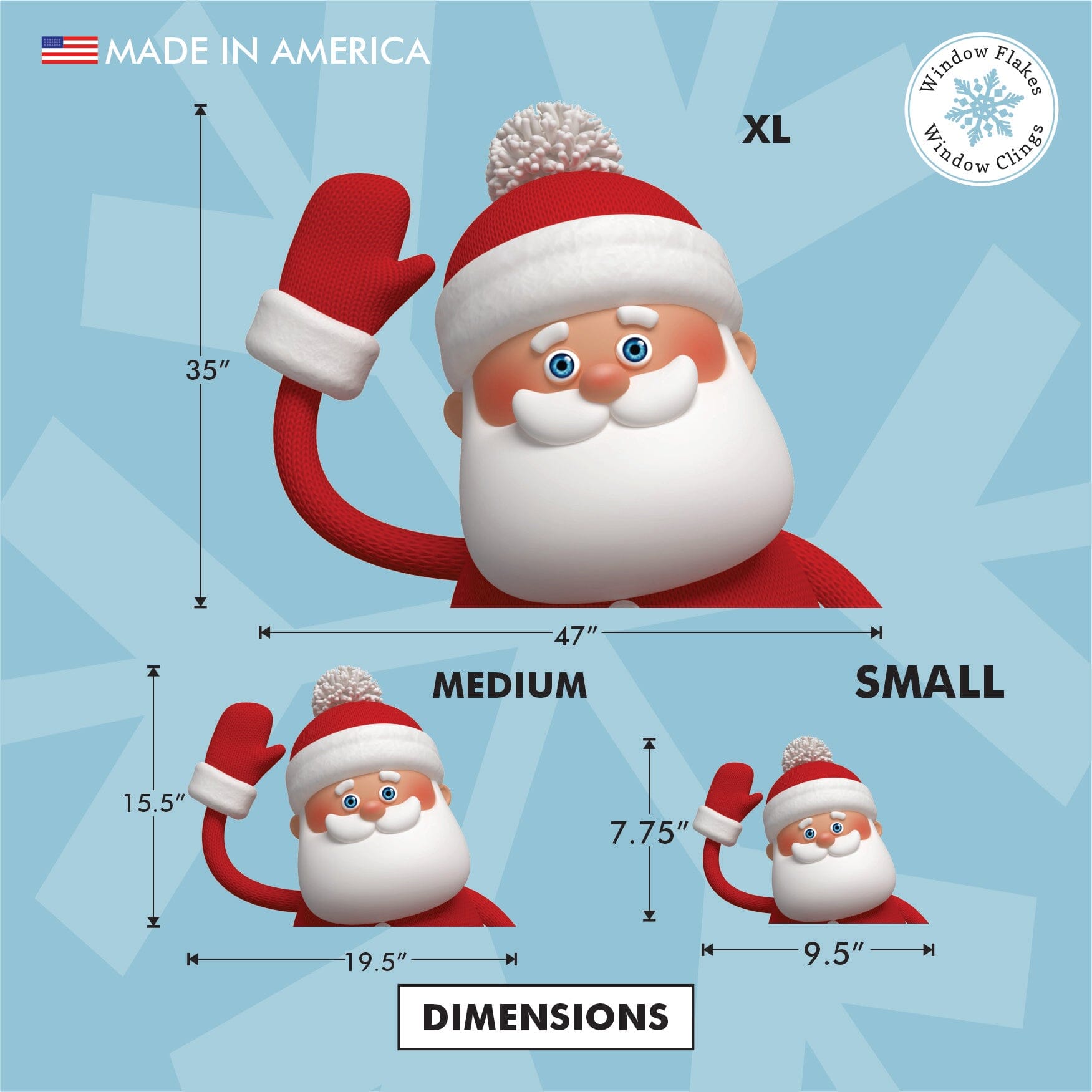 Santa Claus Window Sticker | Santa Waving in Window Decal – Window