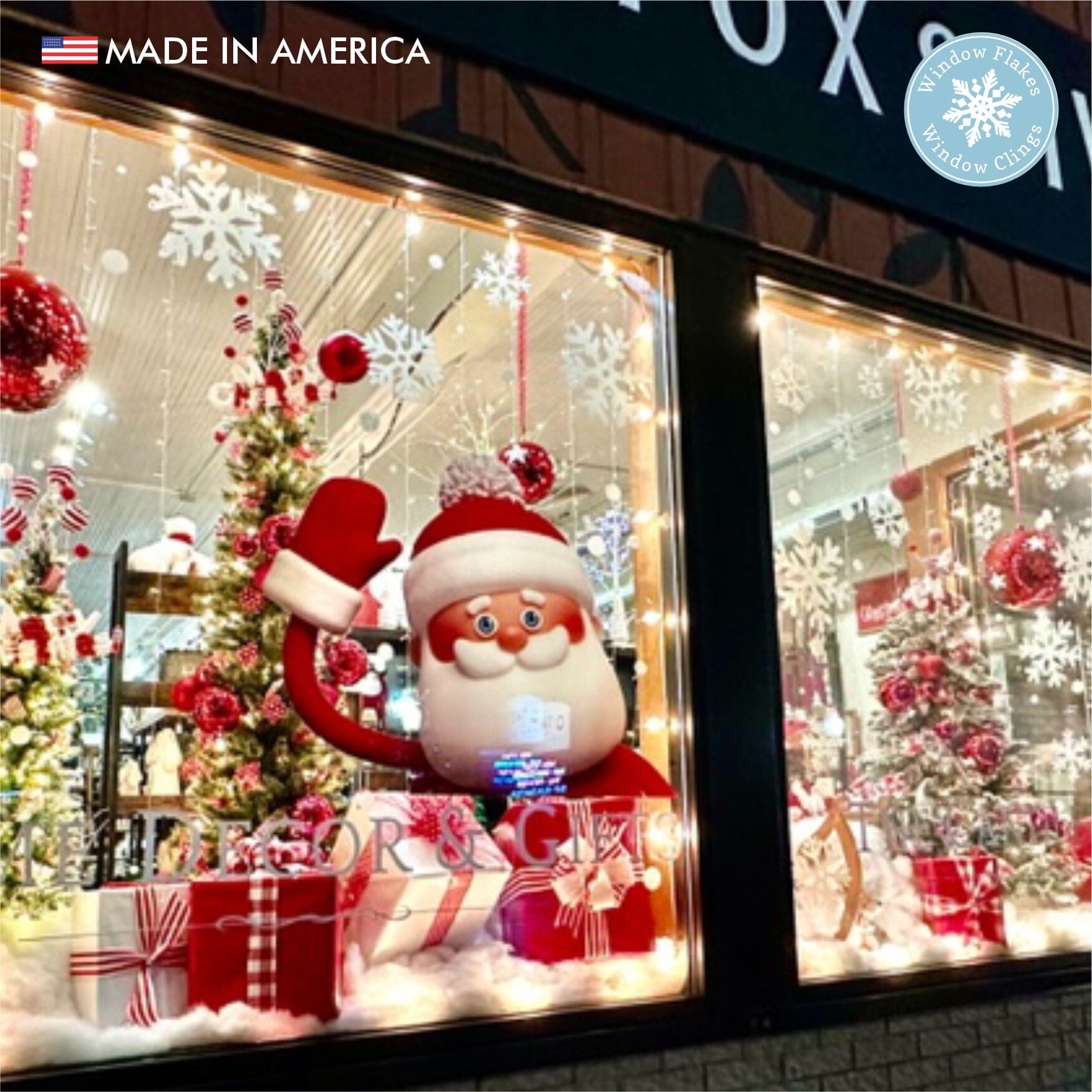 Santa Claus Window Sticker | Santa Waving in Window Decal – Window