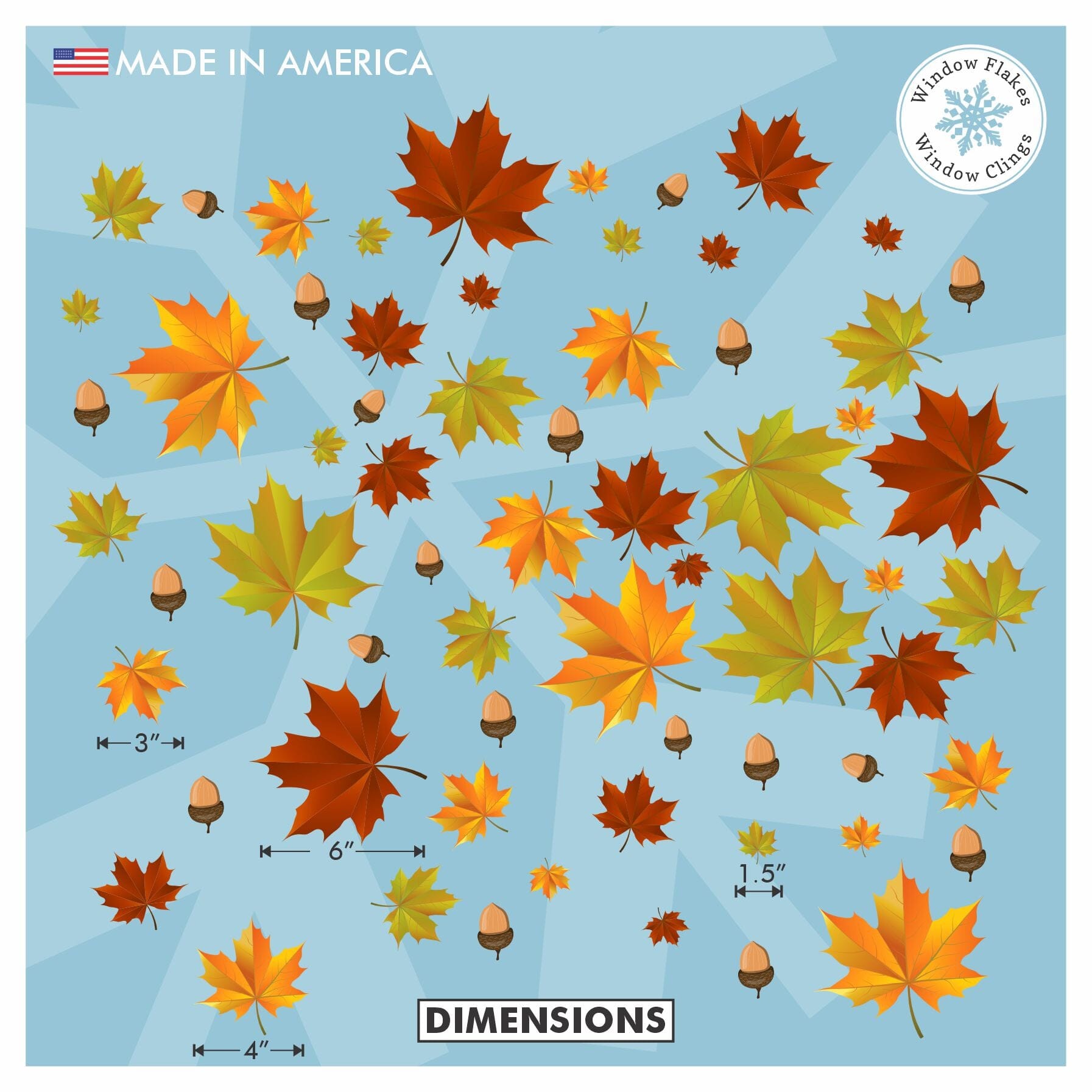 Autumn Leaves Window Stickers (Set of 77) | Leaf Decals – Window