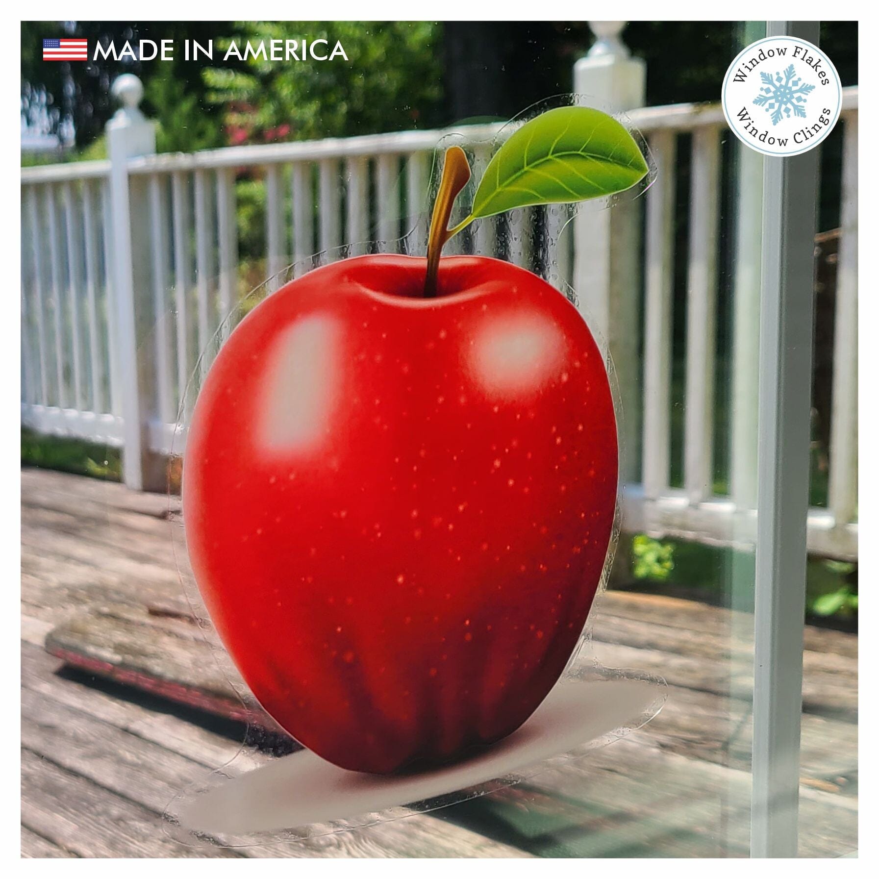Window Flakes Apple Decal Window Clings Double Sided Made In America