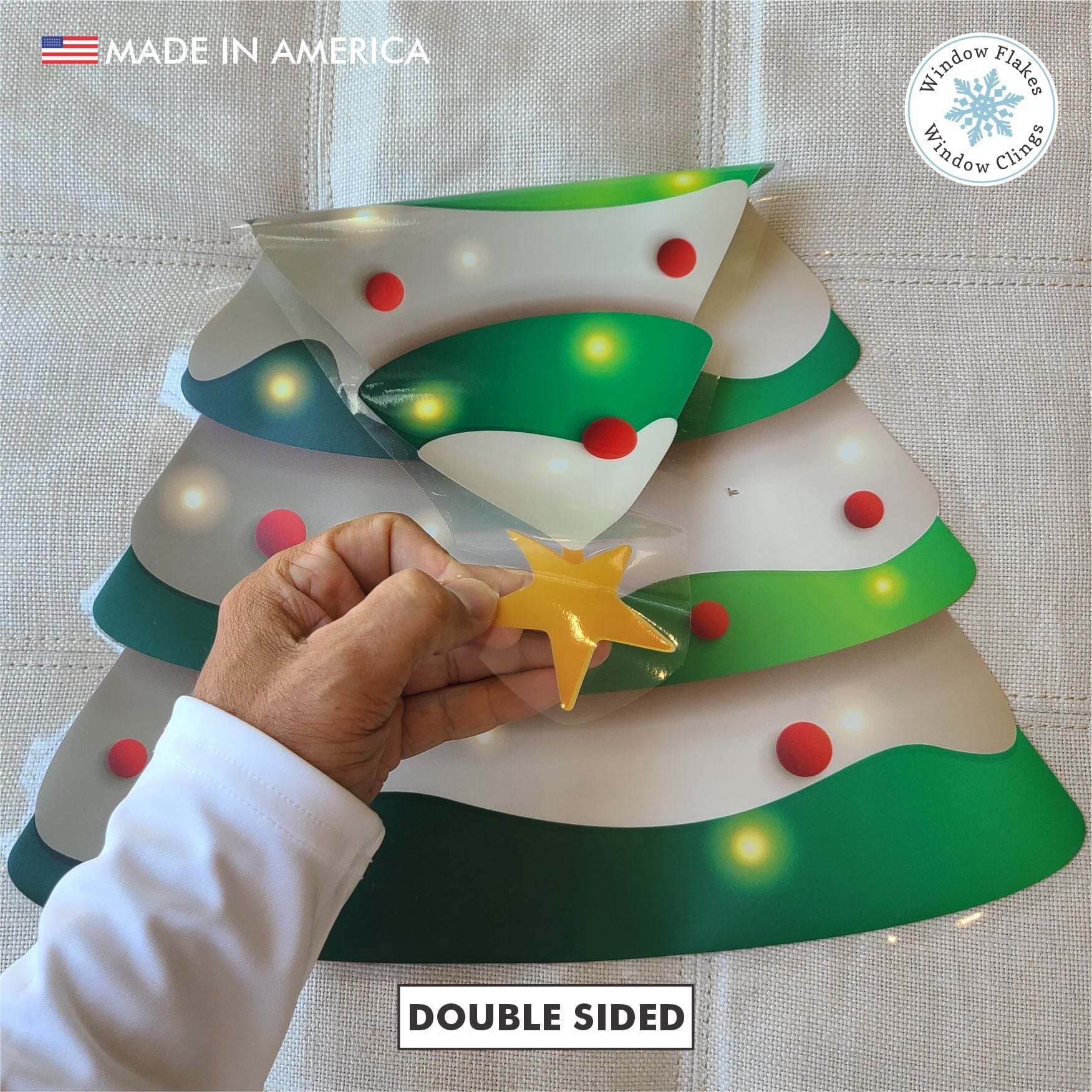 Décalcomanies Fenêtre Noël - Ligne De Sapins - Décorations Amovibles Vinyle - Hauteur 36"
