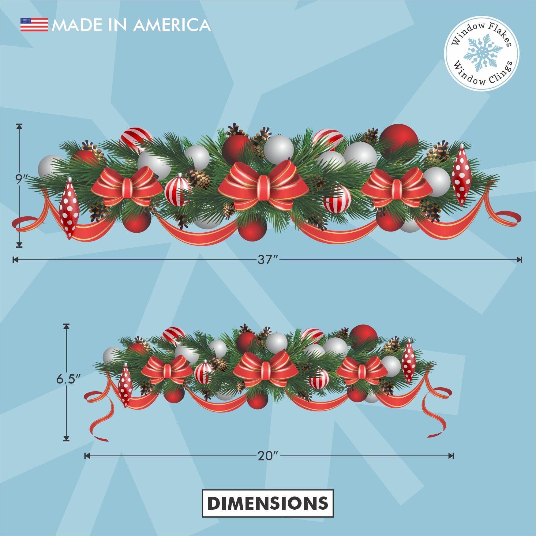Fir Cone, Ribbon \u0026 Ornament Border – Window Flakes, image size:1751x1751