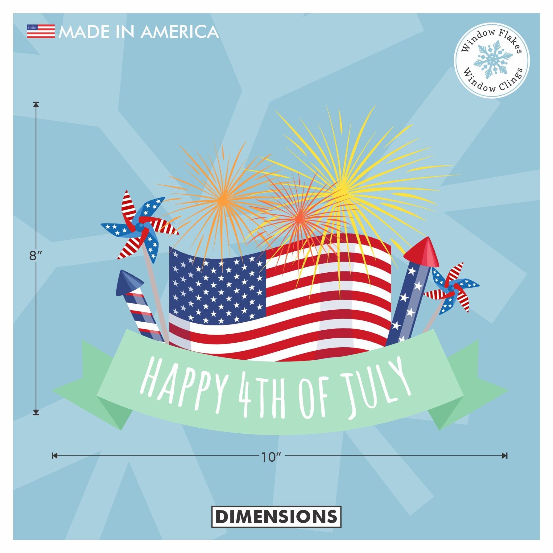 Happy 4th of July Firework Window Cling Independence Day Decoration –  Window Flakes, image size:1793x1793