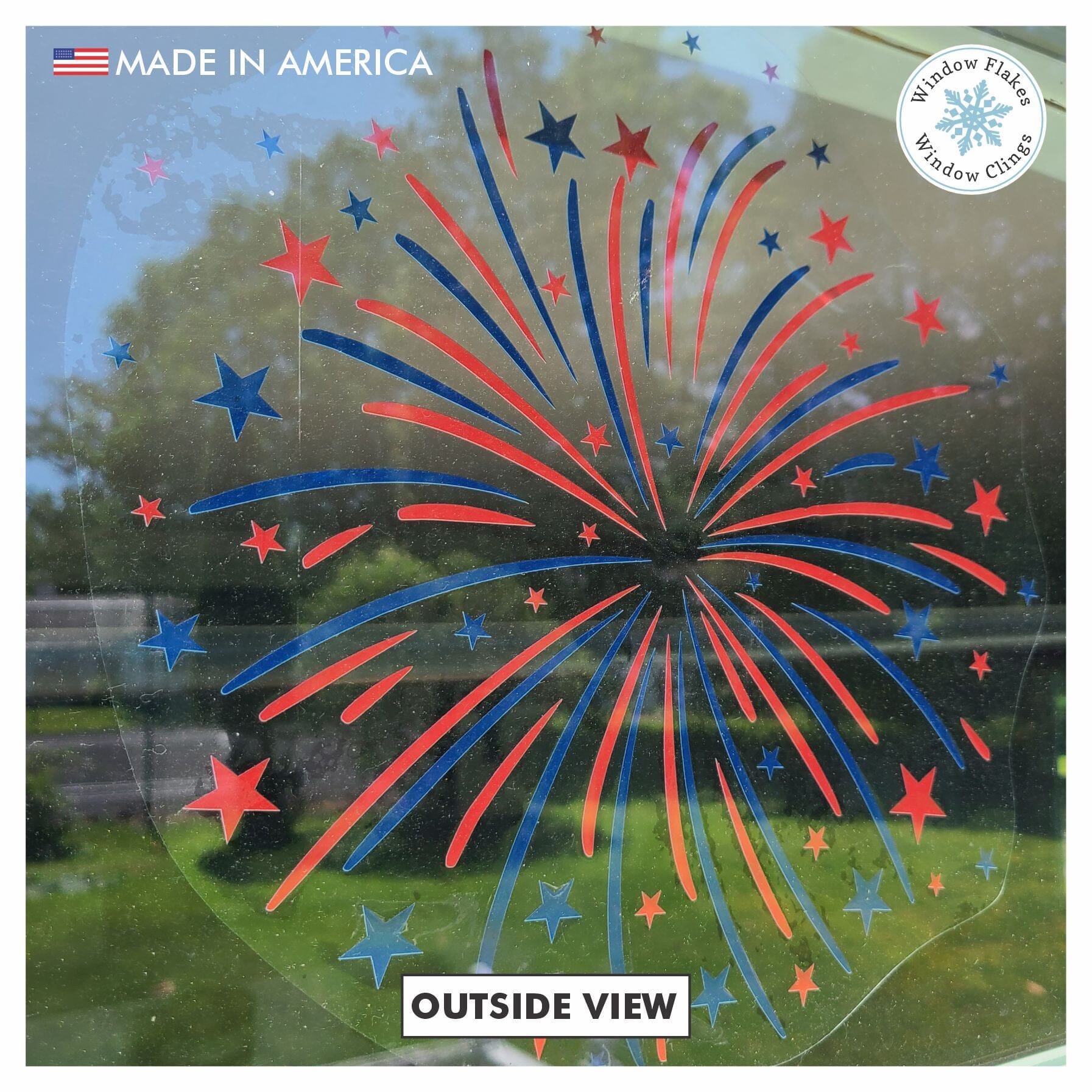 Fireworks Stars 4th of July Window Cling | Patriotic Window Decoration ...