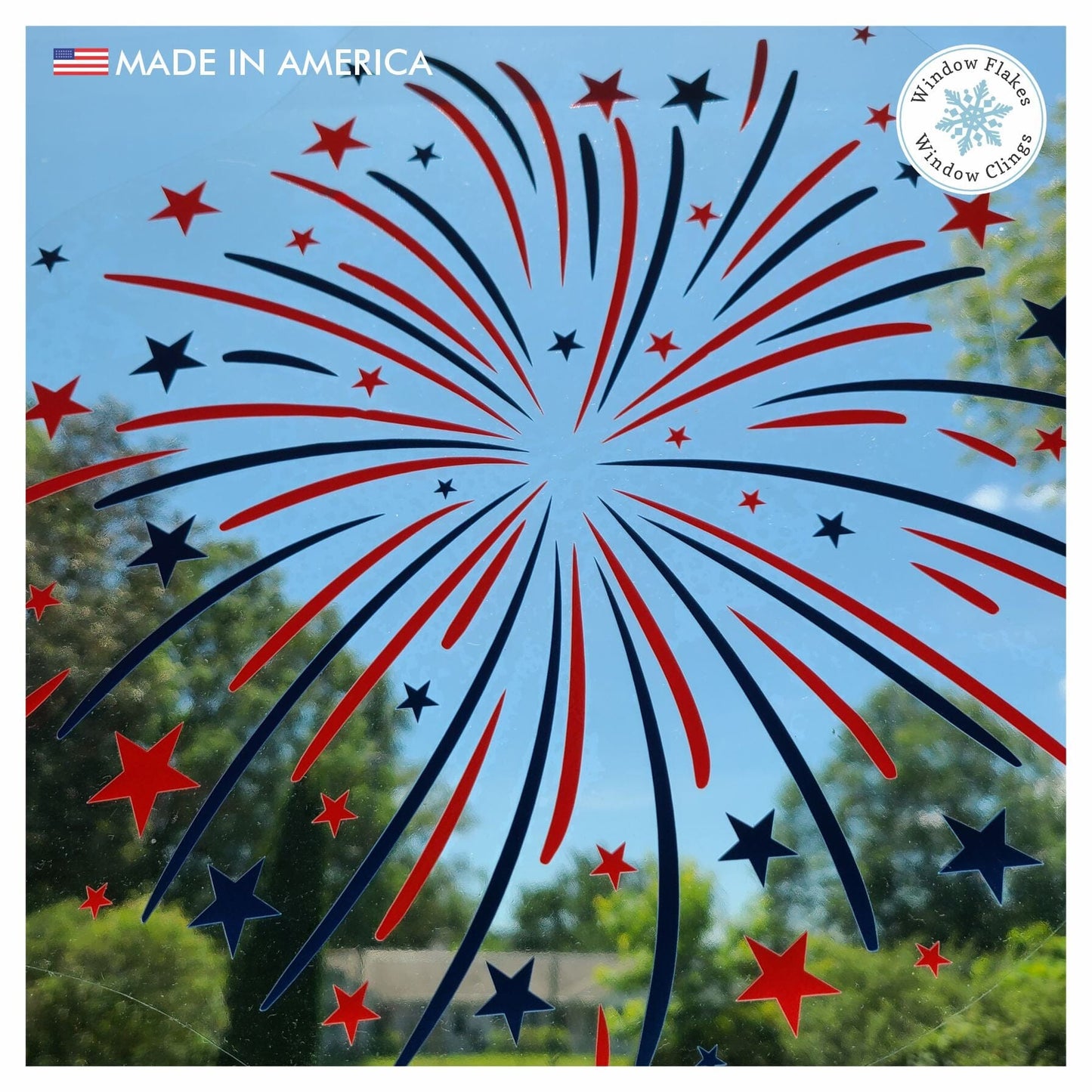 4th of July | Firework Window Cling & Sticker | Patriotic Window Decor ...