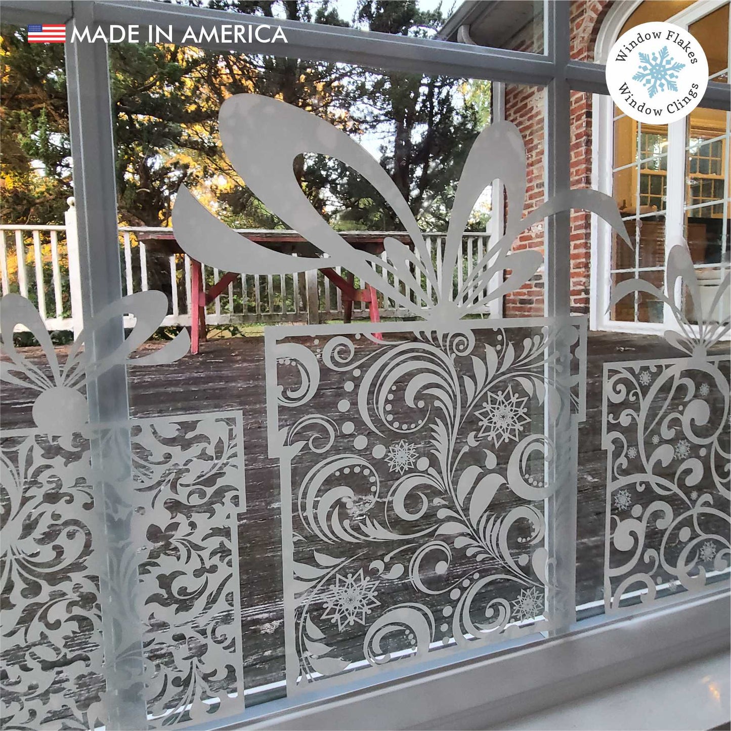 Gift Window Border Decal - Hanging Gift Window Stickers – Window Flakes