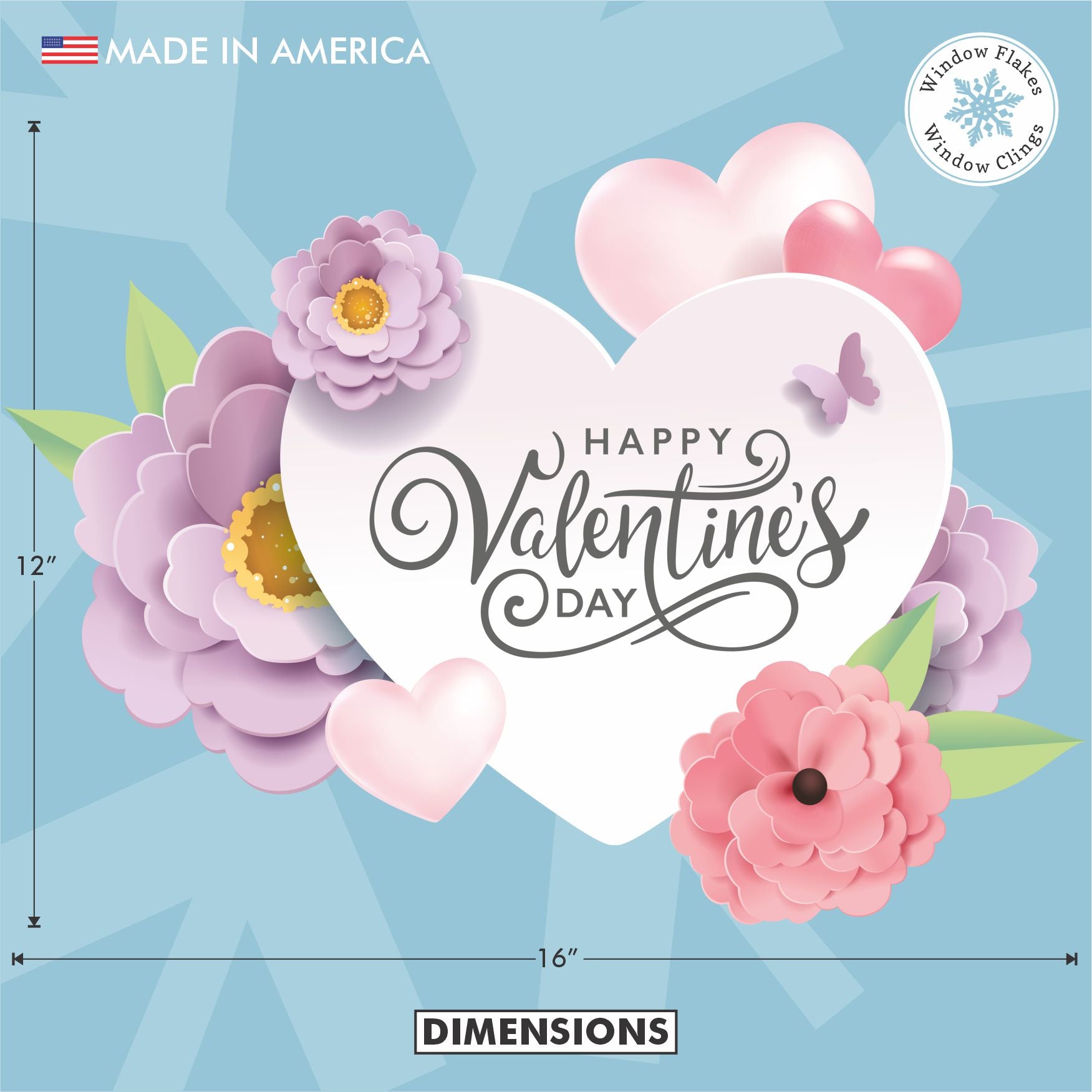 Happy Valentine Flowers | Pastel Valentine's Day Window Cling Happy Valentine Flowers | Pastel Valentine's Day Window Cling