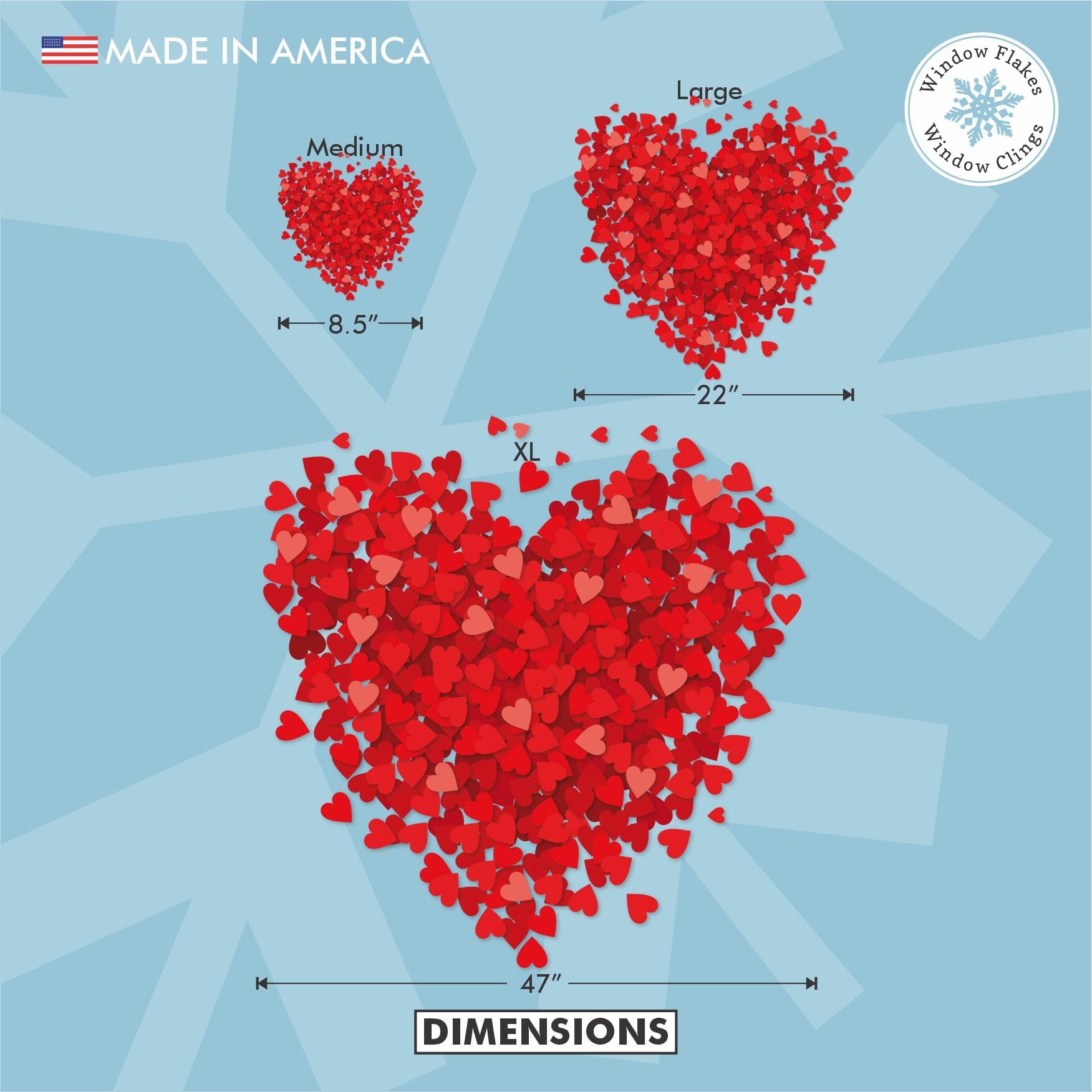 Window Flakes Heart of Hearts Valentine, Wedding, Bridal Window Cling