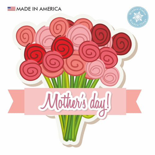 3x Happy Mother's Day Flowers Vinyl Decal Stickers - For Wine Glass, Card, Mug, Window