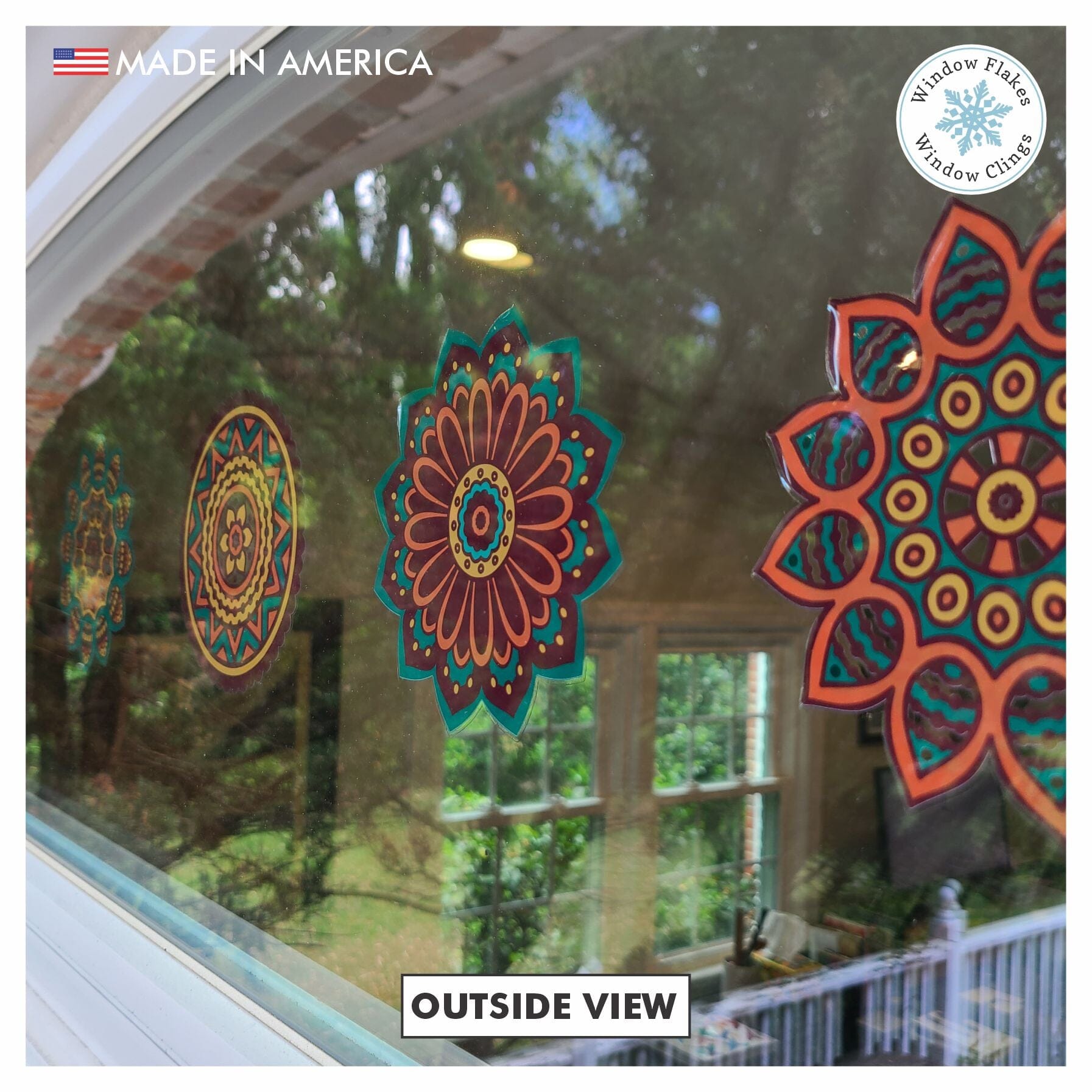 Lotus Mandala Static Cling Window Decal - 7x7 Inch Repositionable Glass Sticker