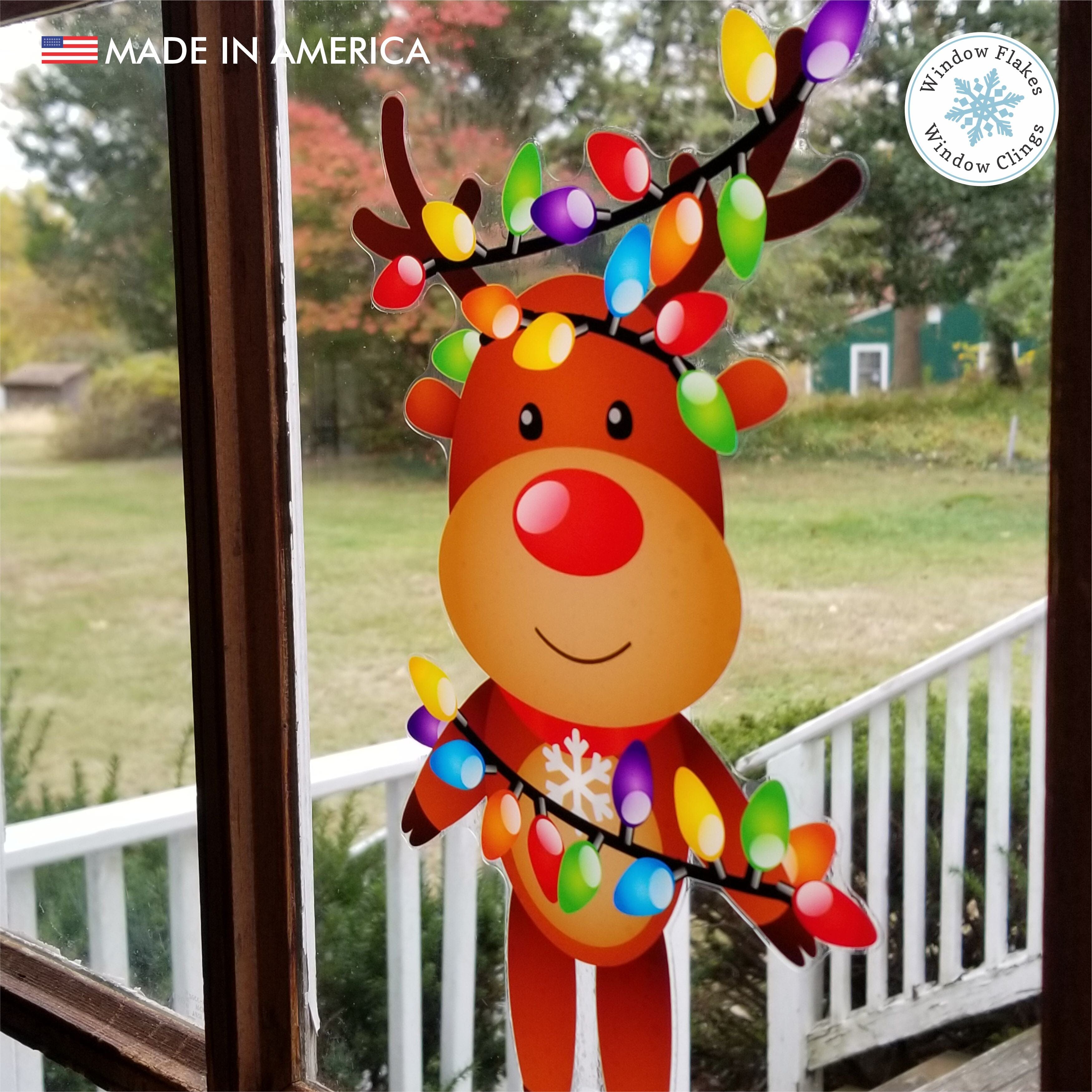 Christmas Reindeer with Lights Window Cling Sticker/Decal – Window Flakes