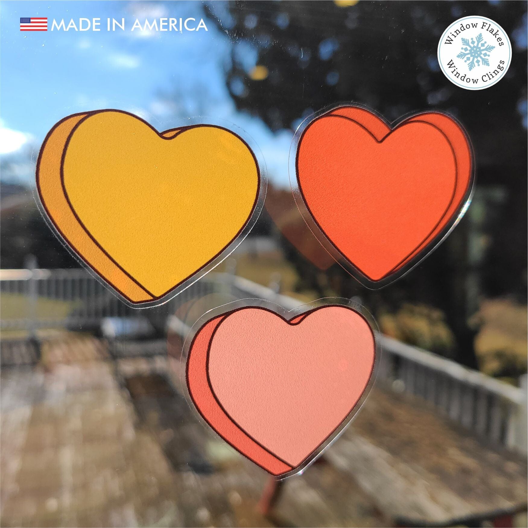 Retro 50s Style Heart Window Cling Decals for Valentine's Day