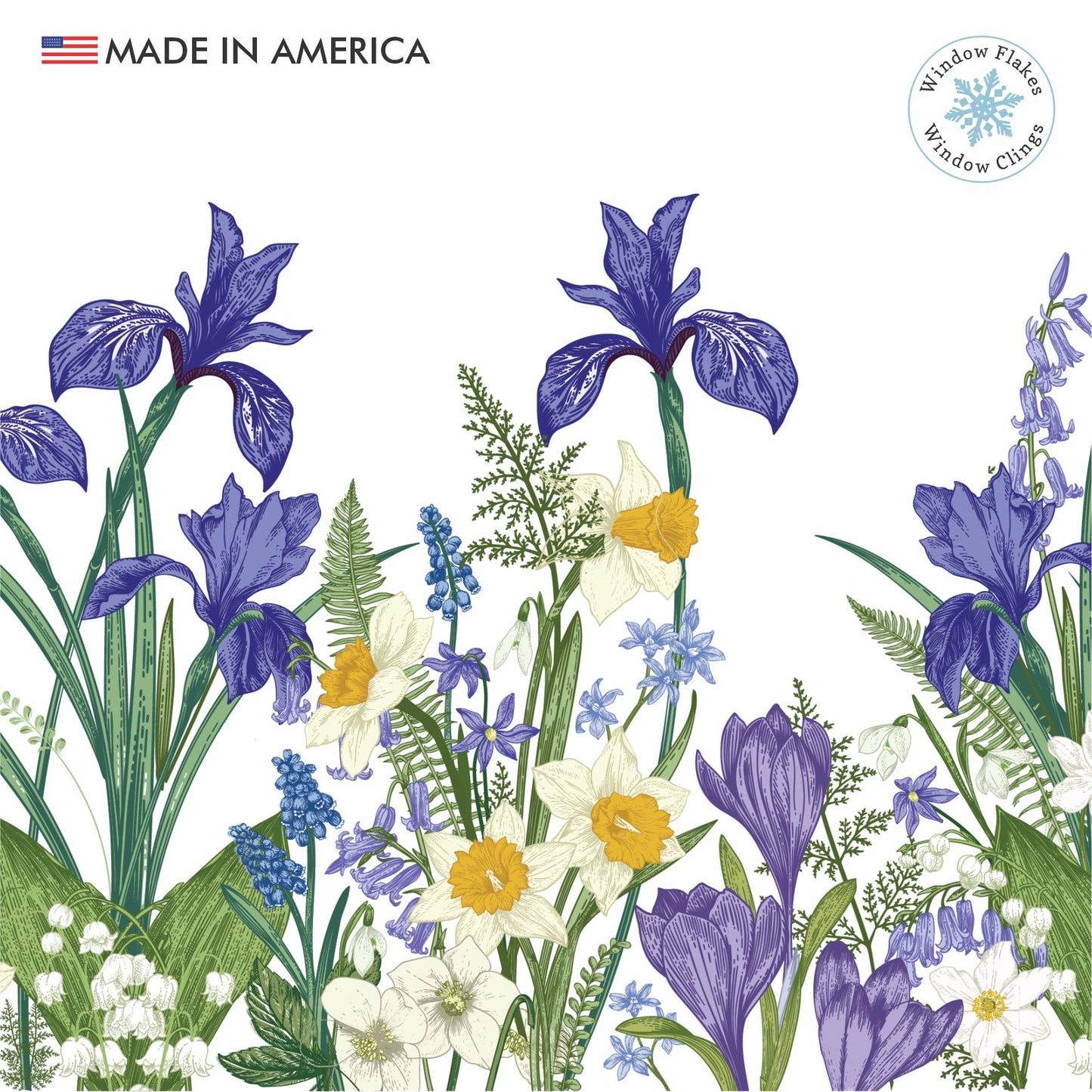Spring Botanical Flower Window Cling, Anti-Collision Bird Strike Border ...