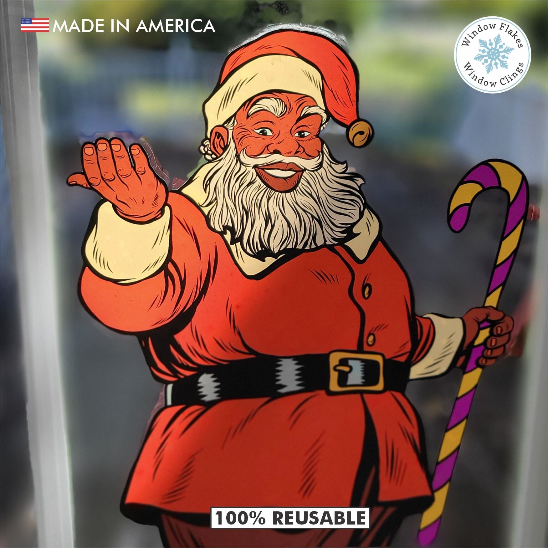 African American Santa Claus Christmas Decoration – Window Flakes, image size:1751x1751