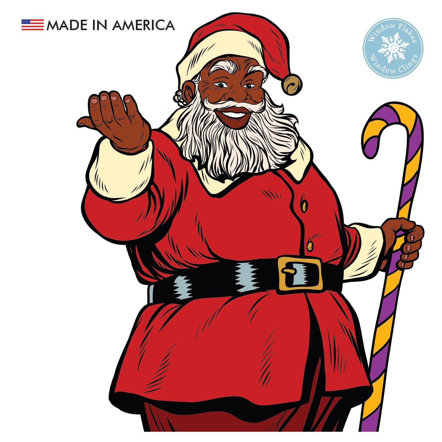 African American Santa Claus Christmas Decoration Window Flakes