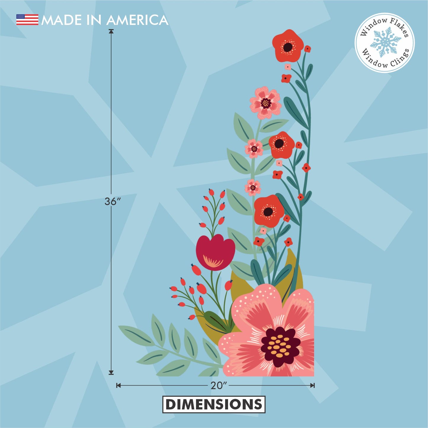 Spring Floral Window Cling - Red Poppy Corner Botanical Decal – Window ...