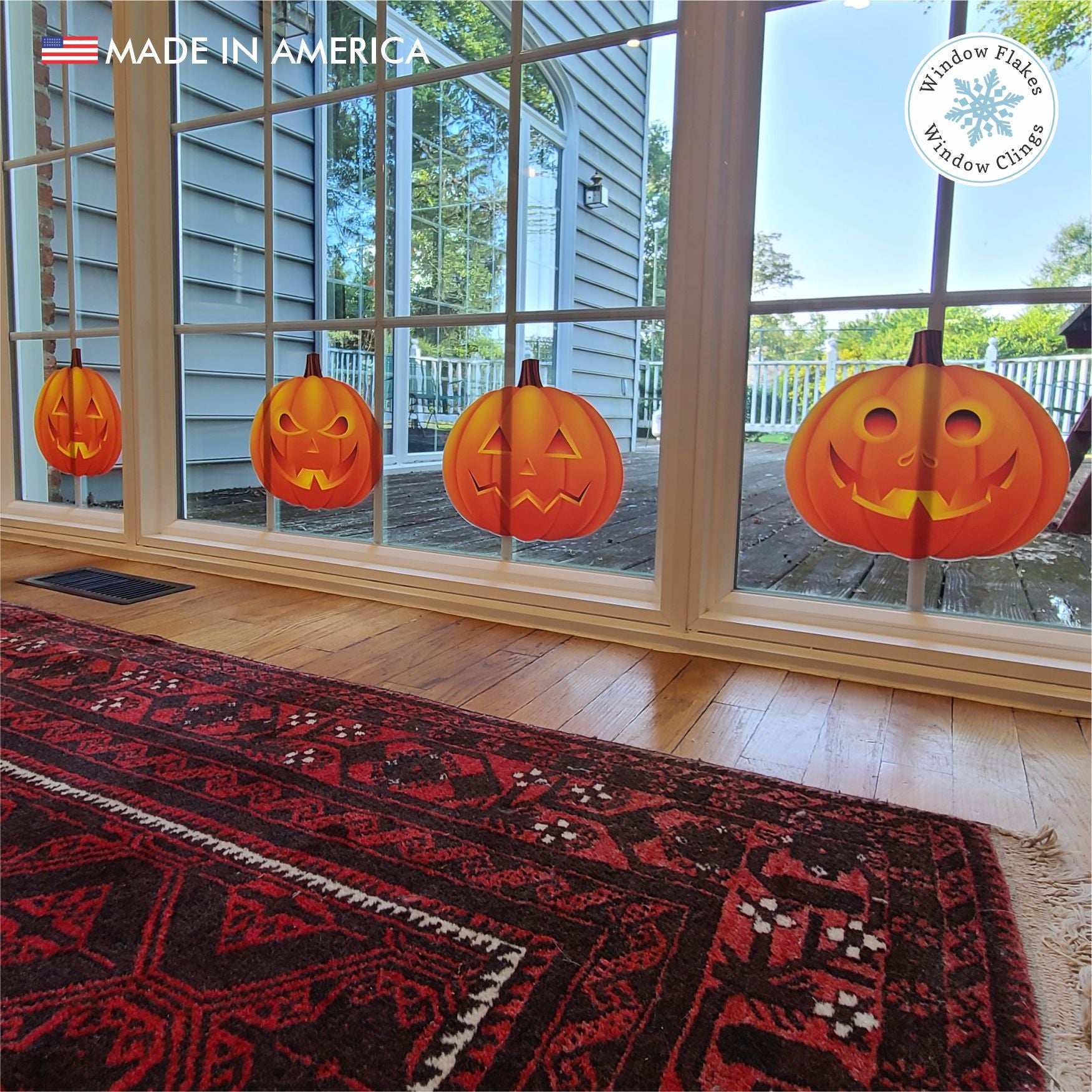 Halloween Pumpkin Window Clings | Jack-O-Lantern Decal | Window Flakes
