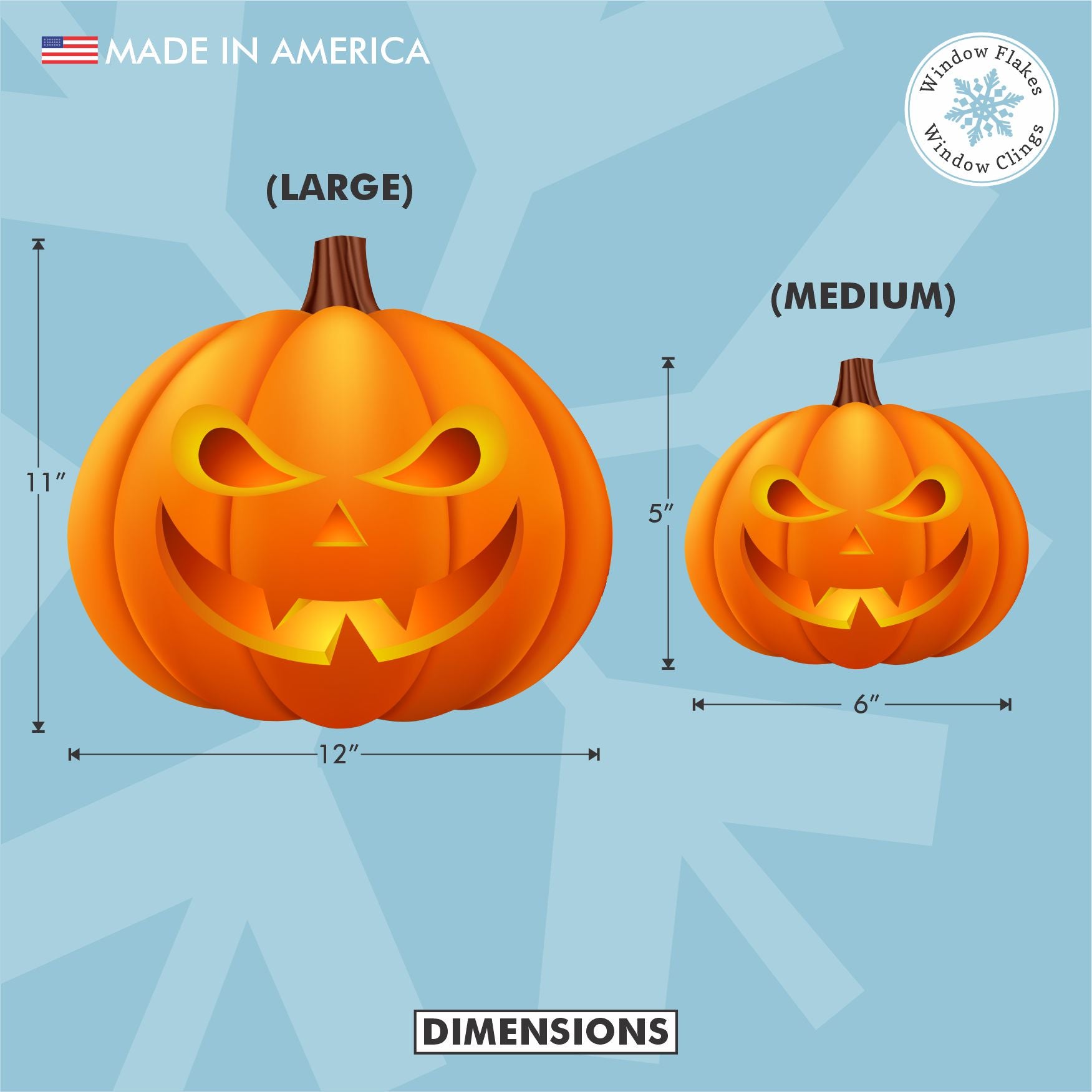 Halloween Pumpkin Window Clings | Jack-O-Lantern Decal | Window Flakes