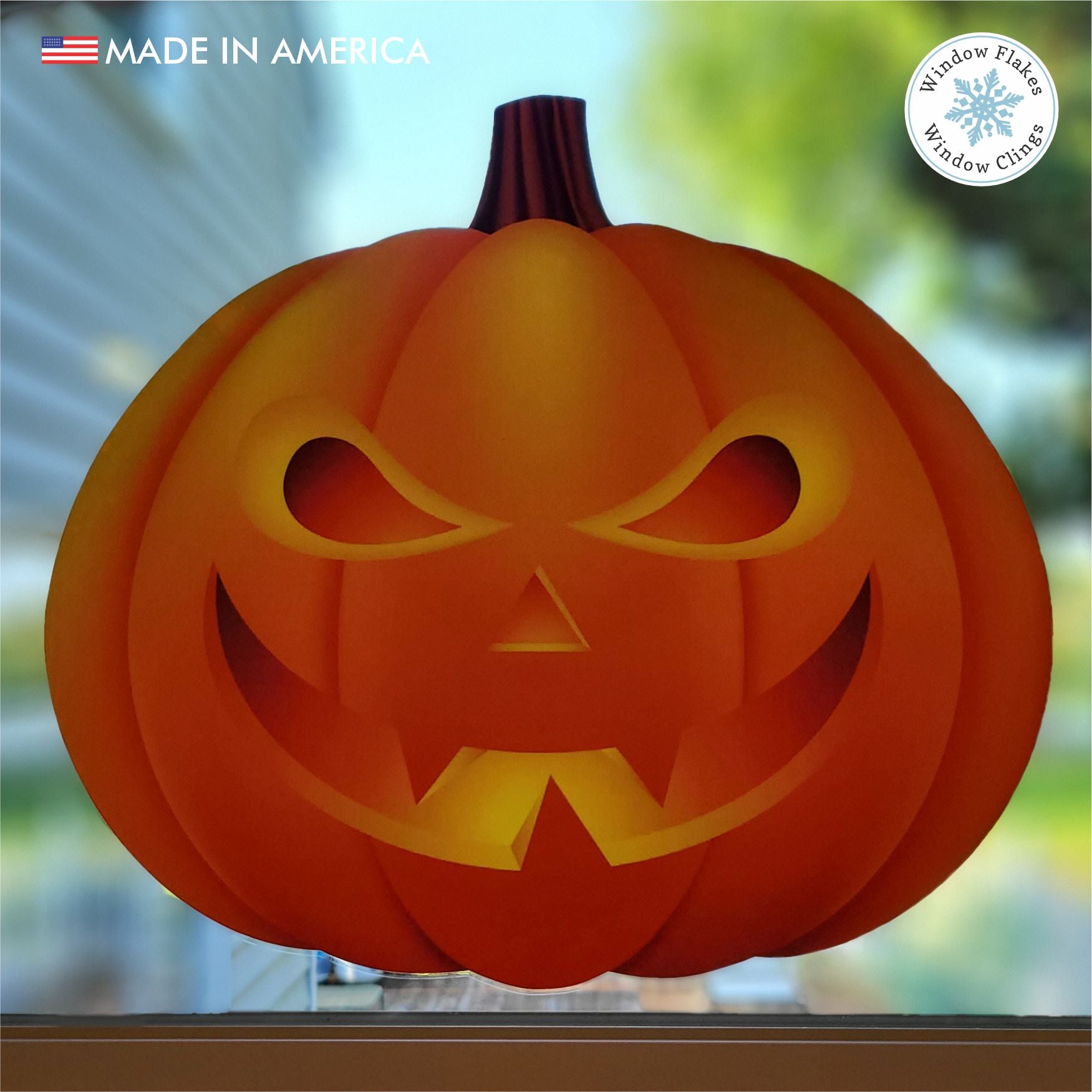Halloween Pumpkin Window Clings | Jack-O-Lantern Decal | Window Flakes