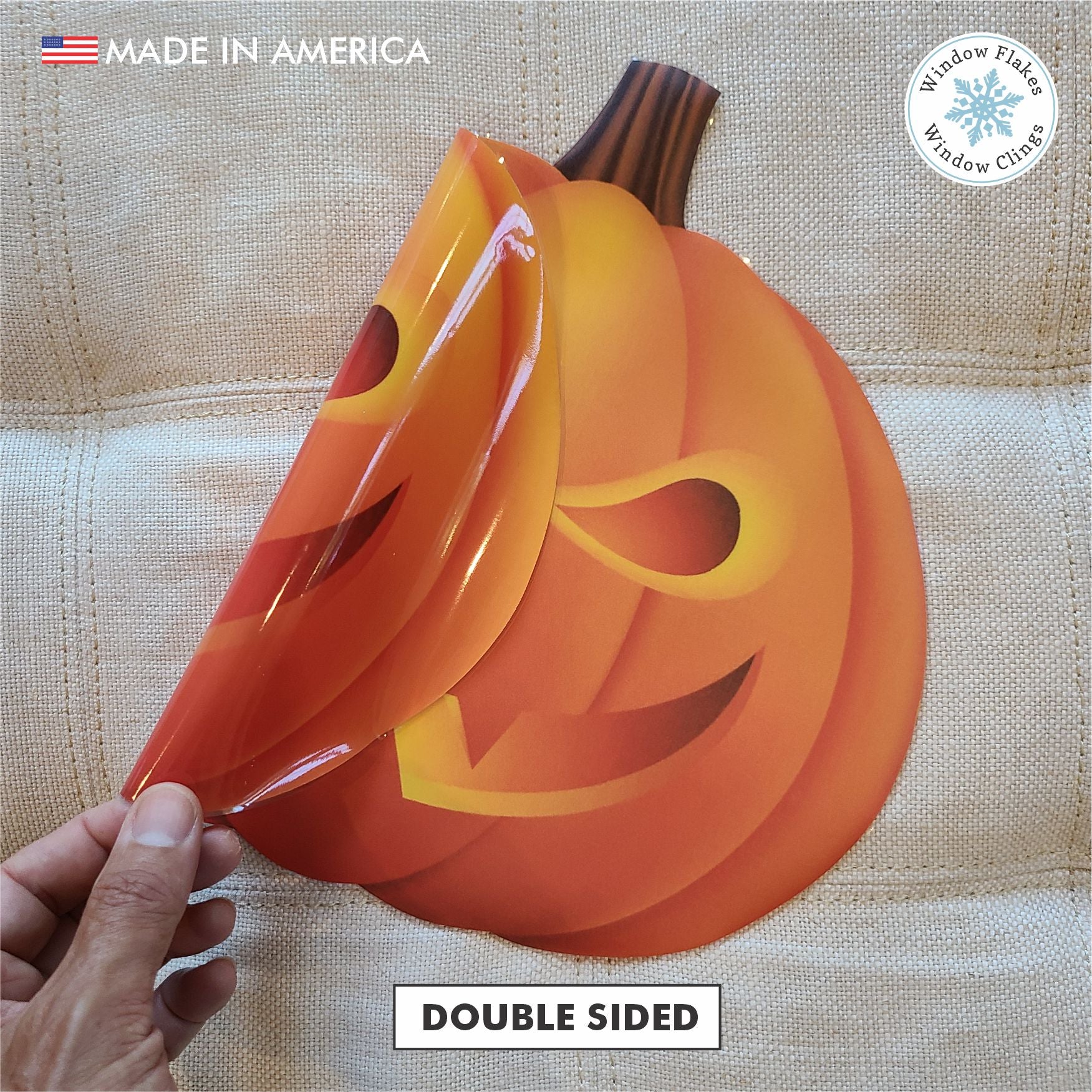 Halloween Pumpkin Window Clings | Jack-O-Lantern Decal | Window Flakes