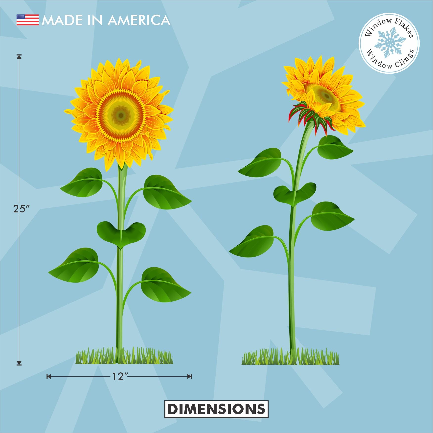 Sunflower Window Clings (Set of 2) | Reusable Floral Decals