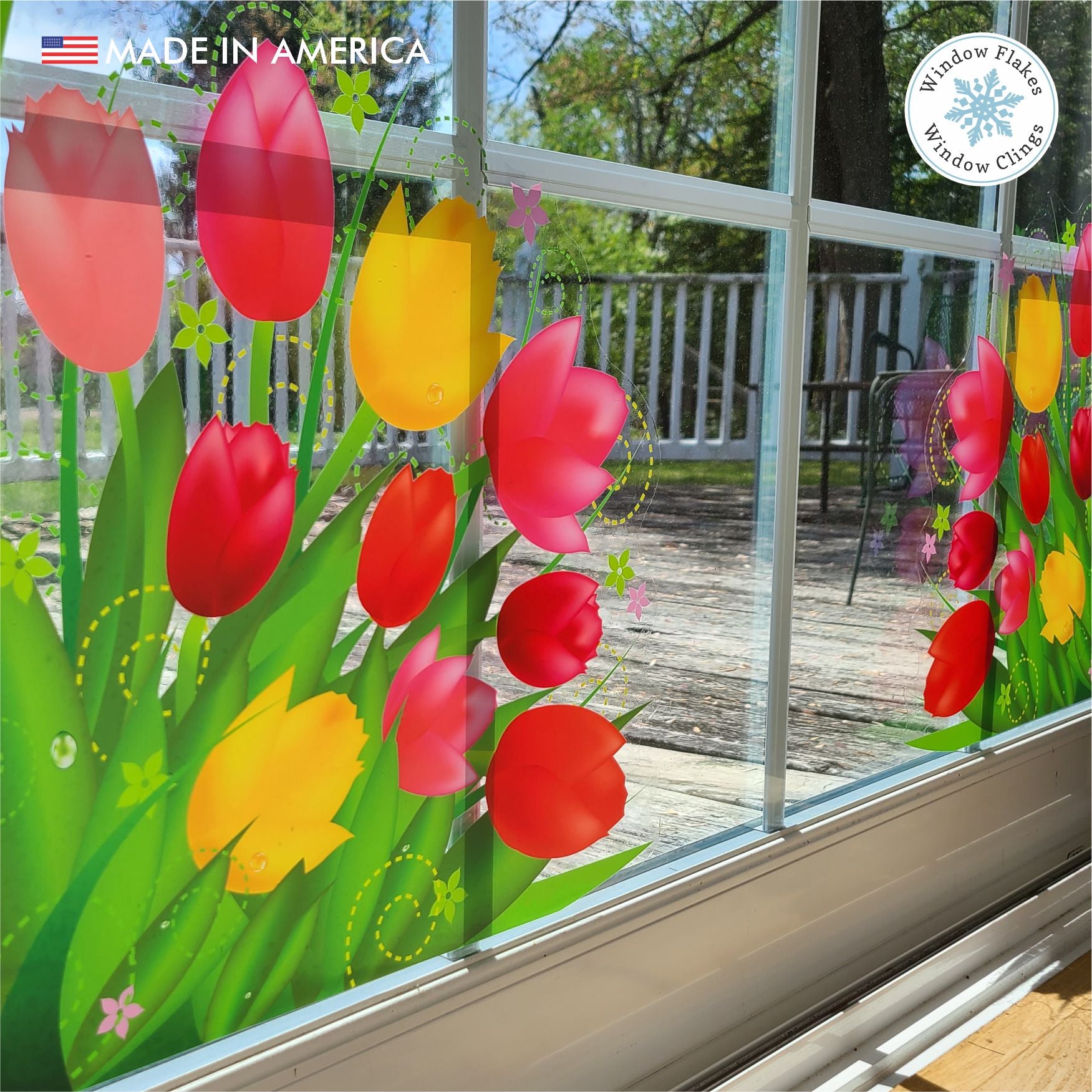 Tulip Window Corner Clings (Set of 2) - Double-Sided Spring Decals ...