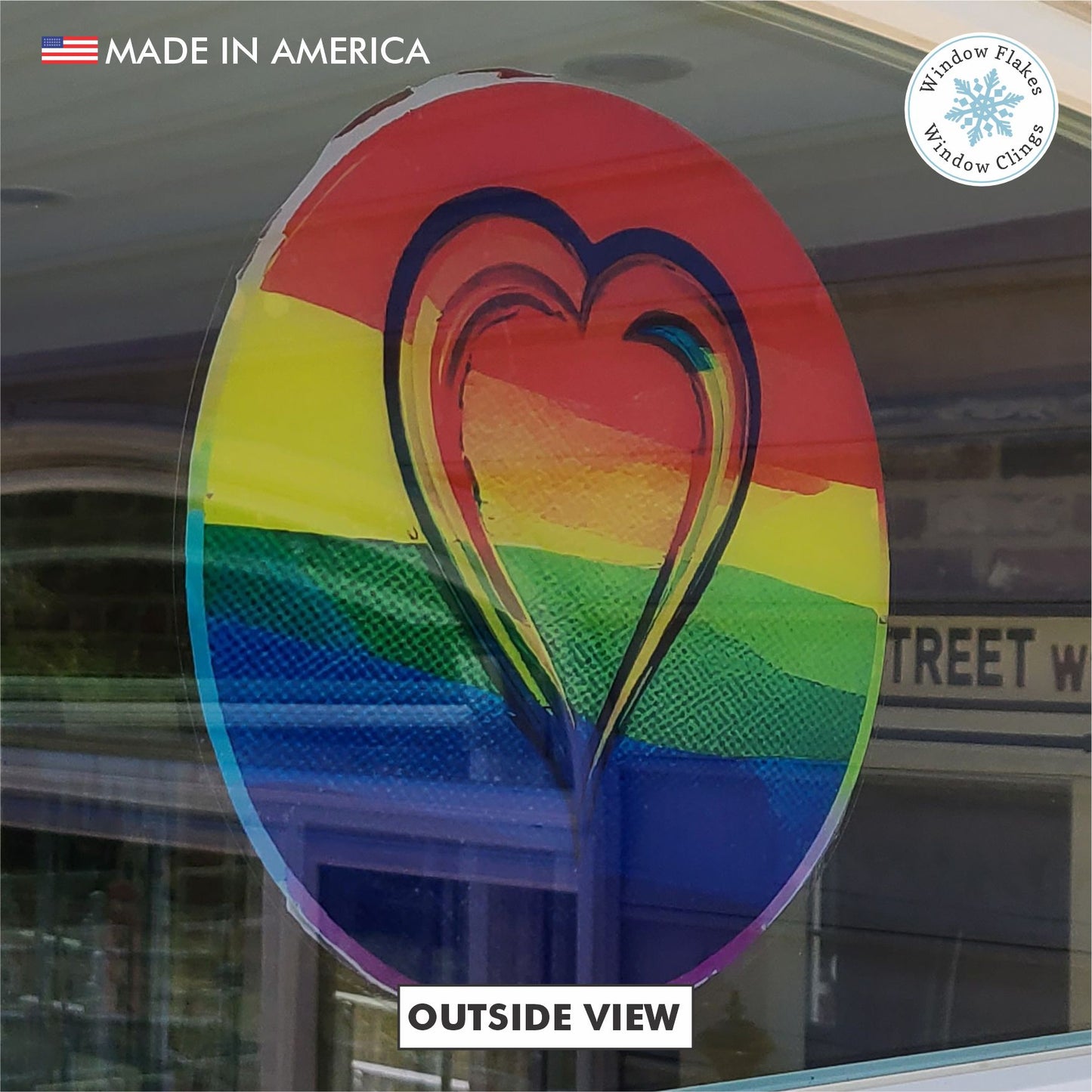 Rainbow Heart Pride Window Cling | 11x11 Roundel Static Cling – Window ...