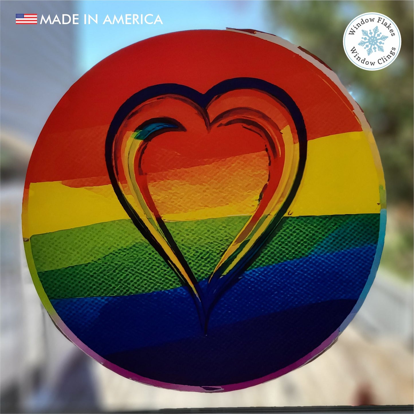 Rainbow Heart Pride Window Cling | 11x11 Roundel Static Cling – Window ...