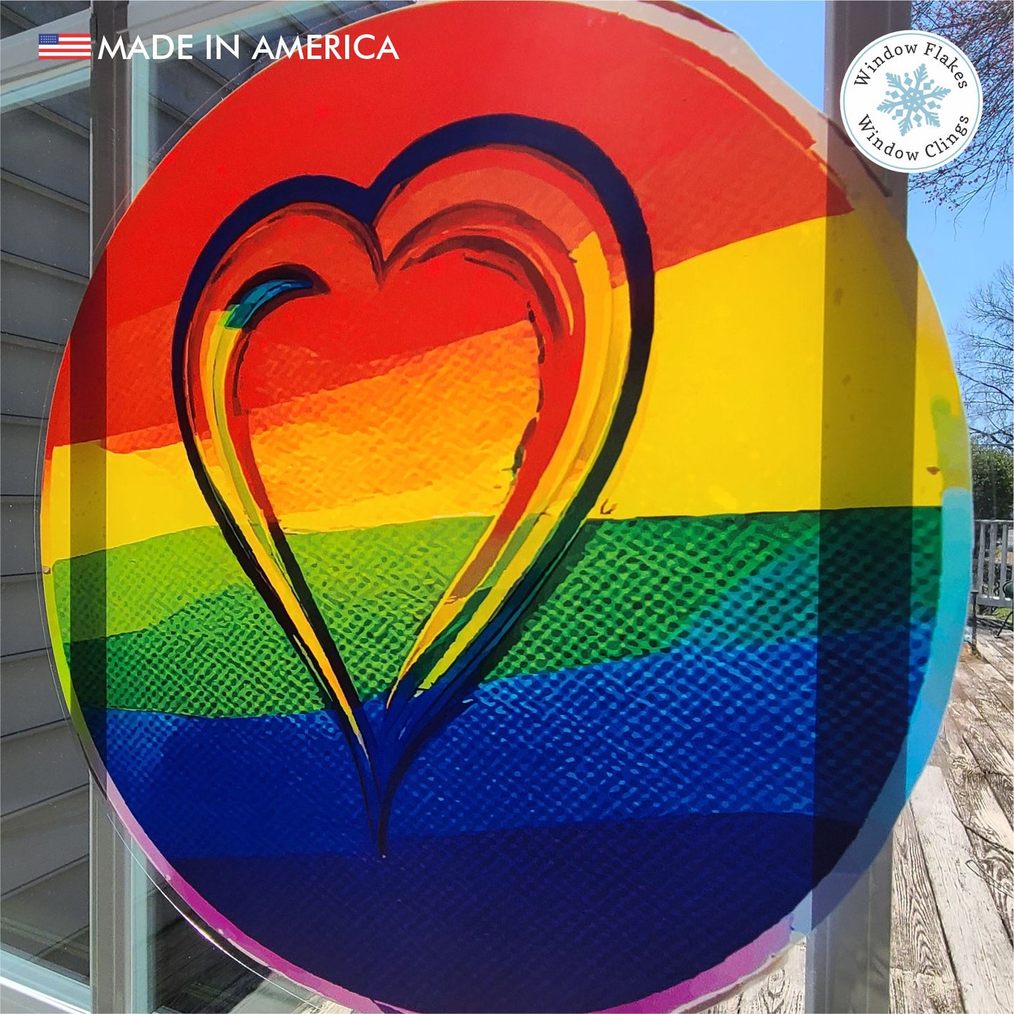 Rainbow Heart Pride Window Cling | 11x11 Roundel Static Cling – Window ...
