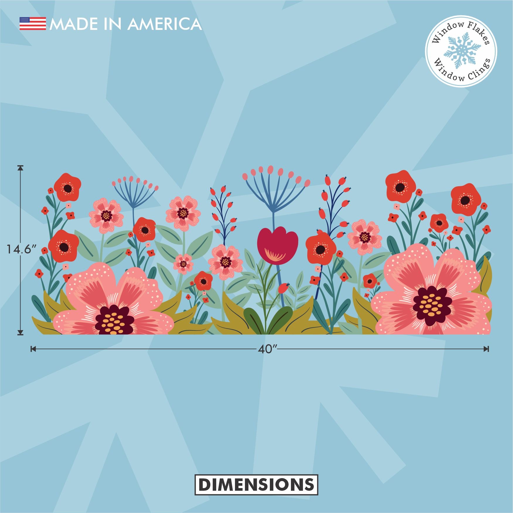 Floral Poppy Border Window Cling (40