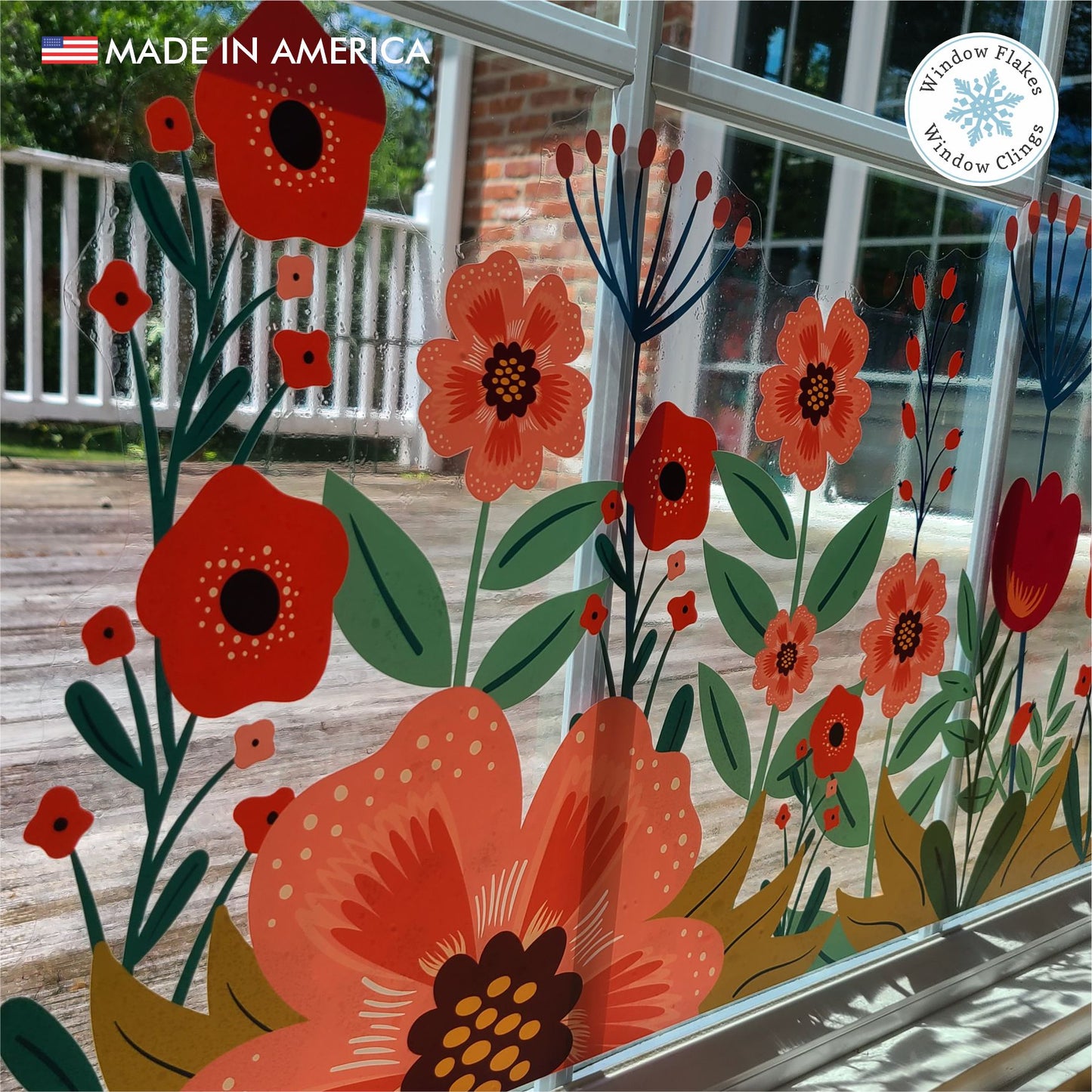 Floral Poppy Border Window Cling (40