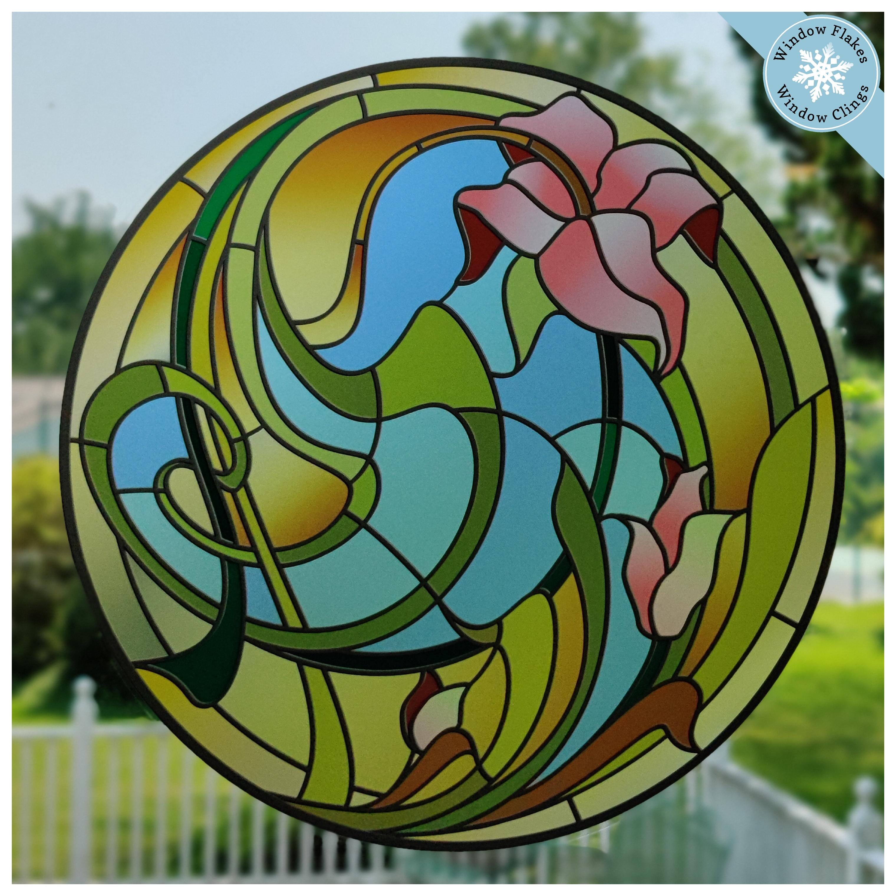 lily flower decal Stained Glass Style Sun Catcher