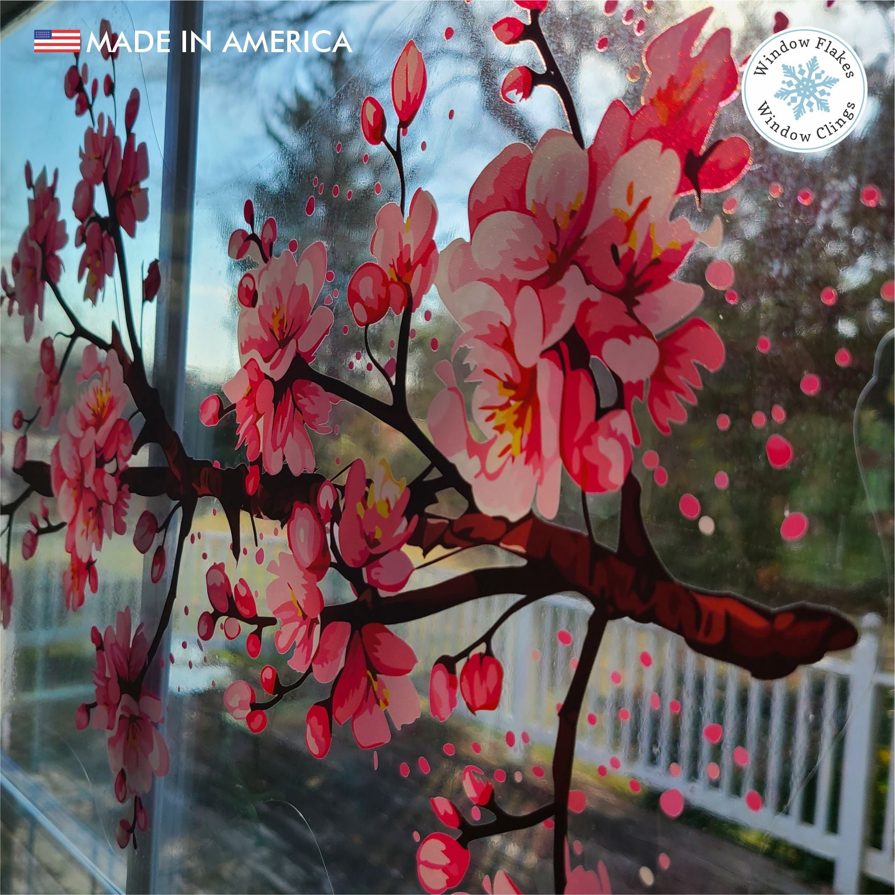 Cherry Blossom Window Clings Double Sided Sakura Decal | Window Flakes
