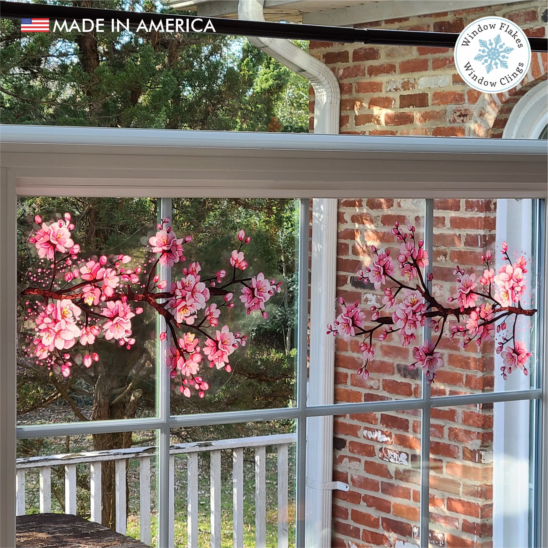 Cherry Blossom Window Clings Double Sided Sakura Decal | Window Flakes