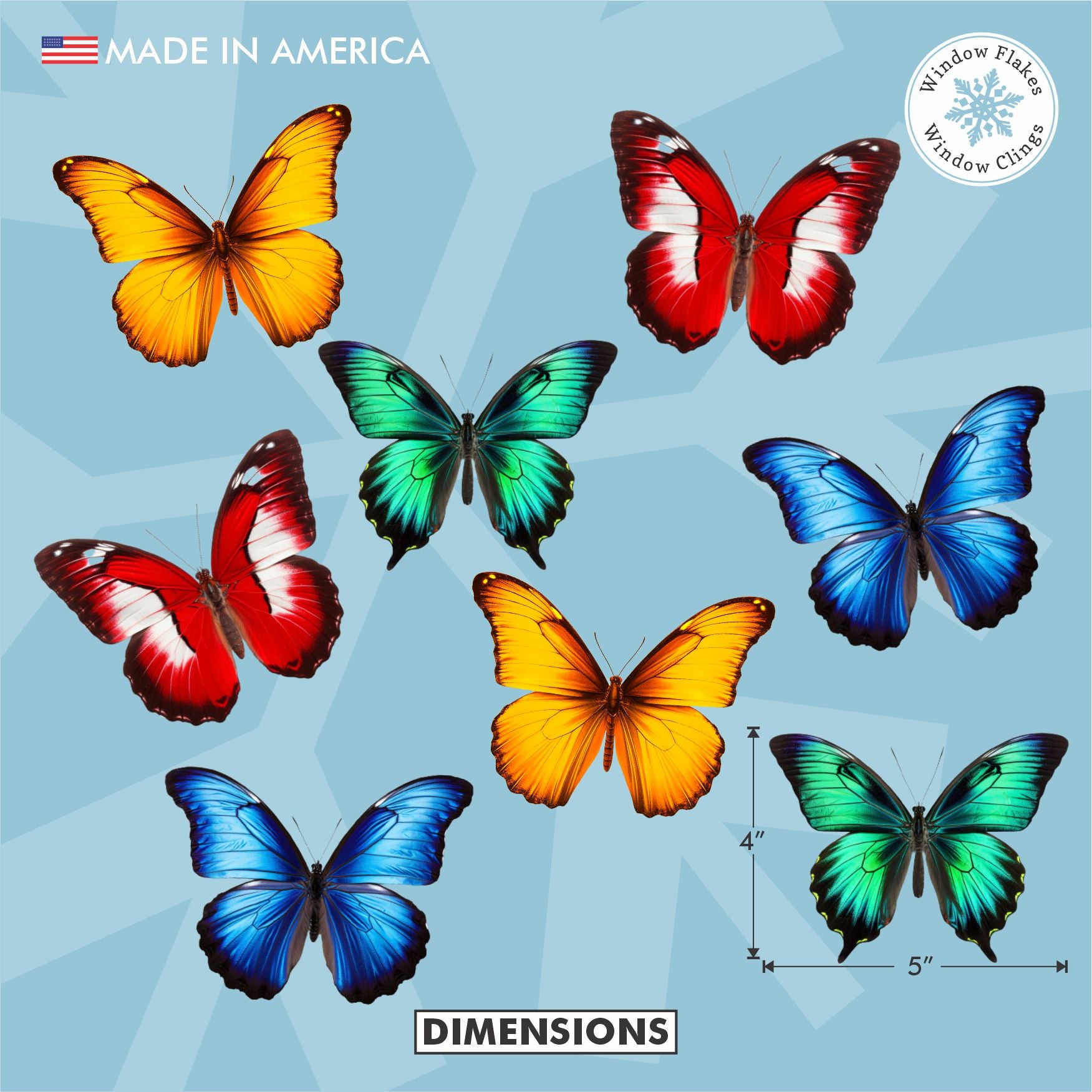 Large Butterfly Window Clings - Anti-Collision | Window Flakes