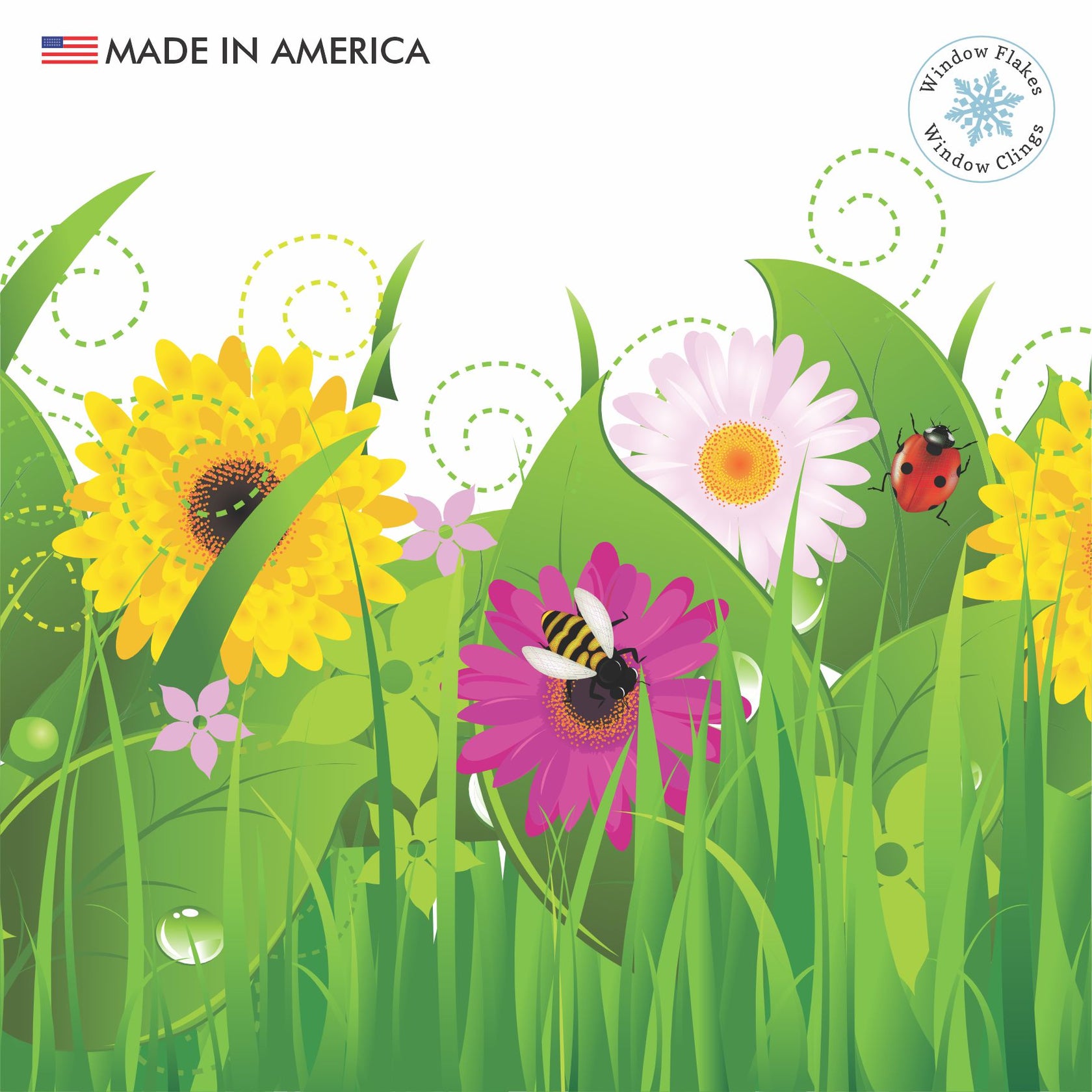 Wild Grass Window Cling Border - Double Sided Floral Art – Window Flakes